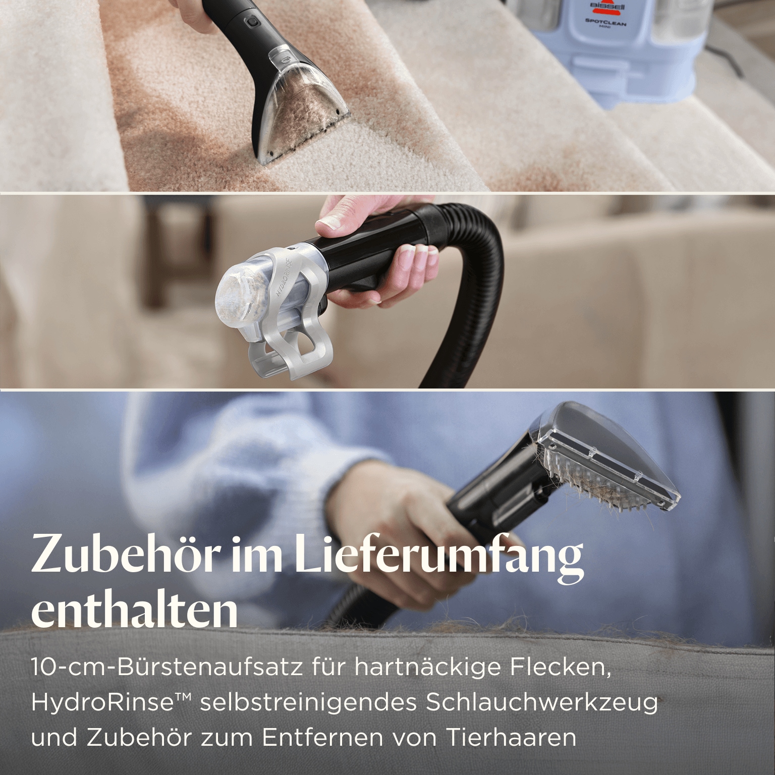 Bissell Wasch-Sauger »SpotClean Mini Select, leicht & klein, starke Saugleistung, Dual-Tank«, 12.5kPa, reinigt Flecken auf Teppich, Polster, Autositz