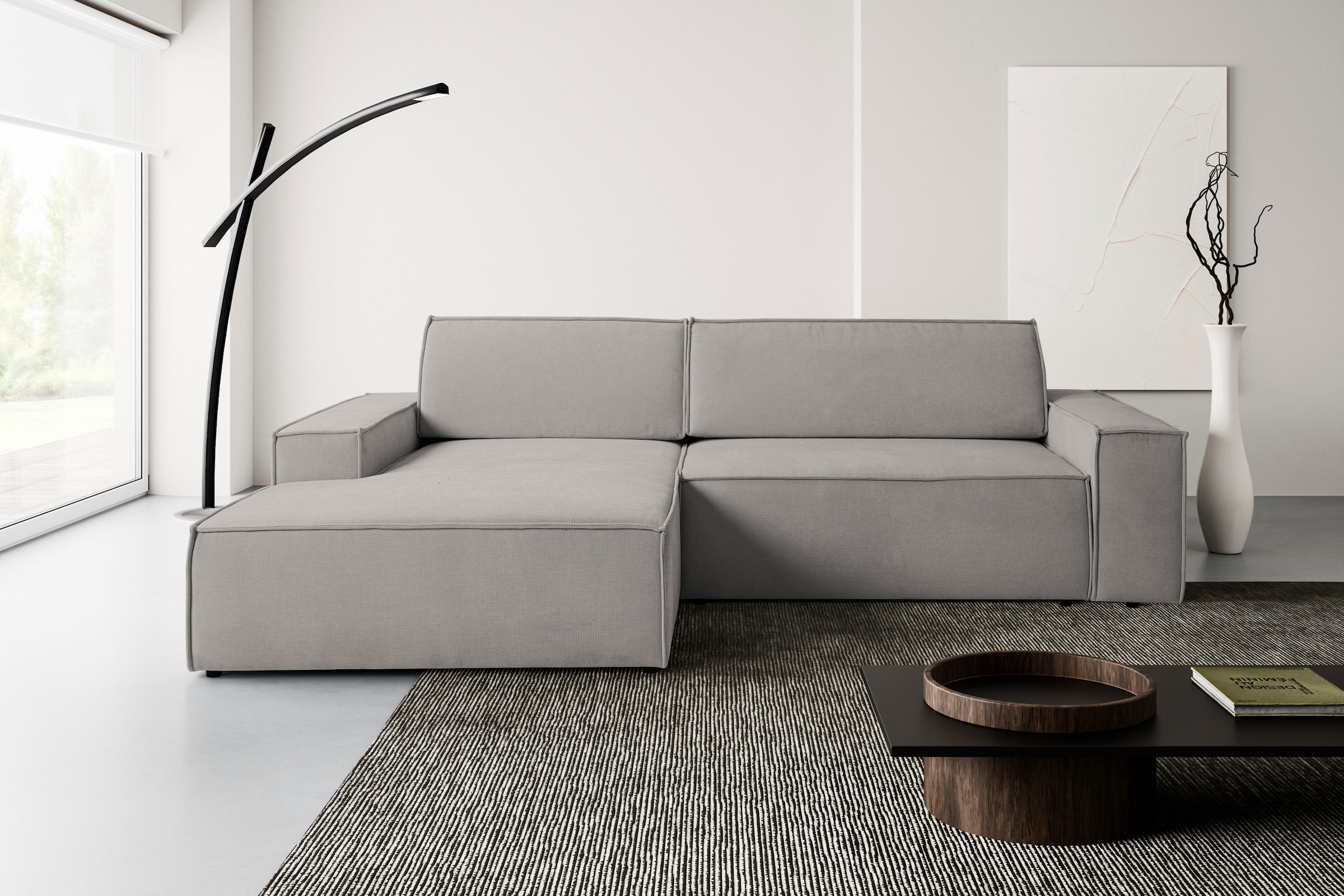 WERK2 Ecksofa »Treviso mit Bett und Bettfunktion, viel Platz, Strukturbezug, bequem« Struktur HOLMS, L-Form, Schlaffunktion, Bettkasten
