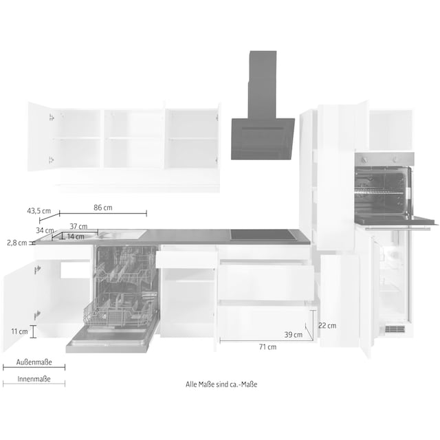HELD MÖBEL Küche »Virginia«, Breite 330 cm, ohne E-Geräte bequem kaufen