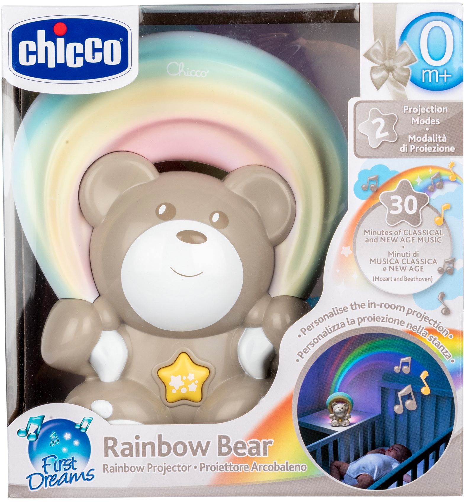 Chicco Nachtlicht »Regenbogenprojektor Bär, Neutral«, mit Melodien