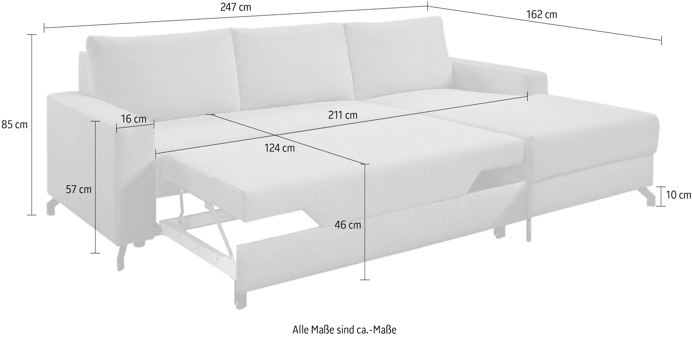 exxpo - sofa fashion Ecksofa »Quattro L-Form, B/T: 247/162 cm«, wahlweise mit Bettfunktion, Bettkasten