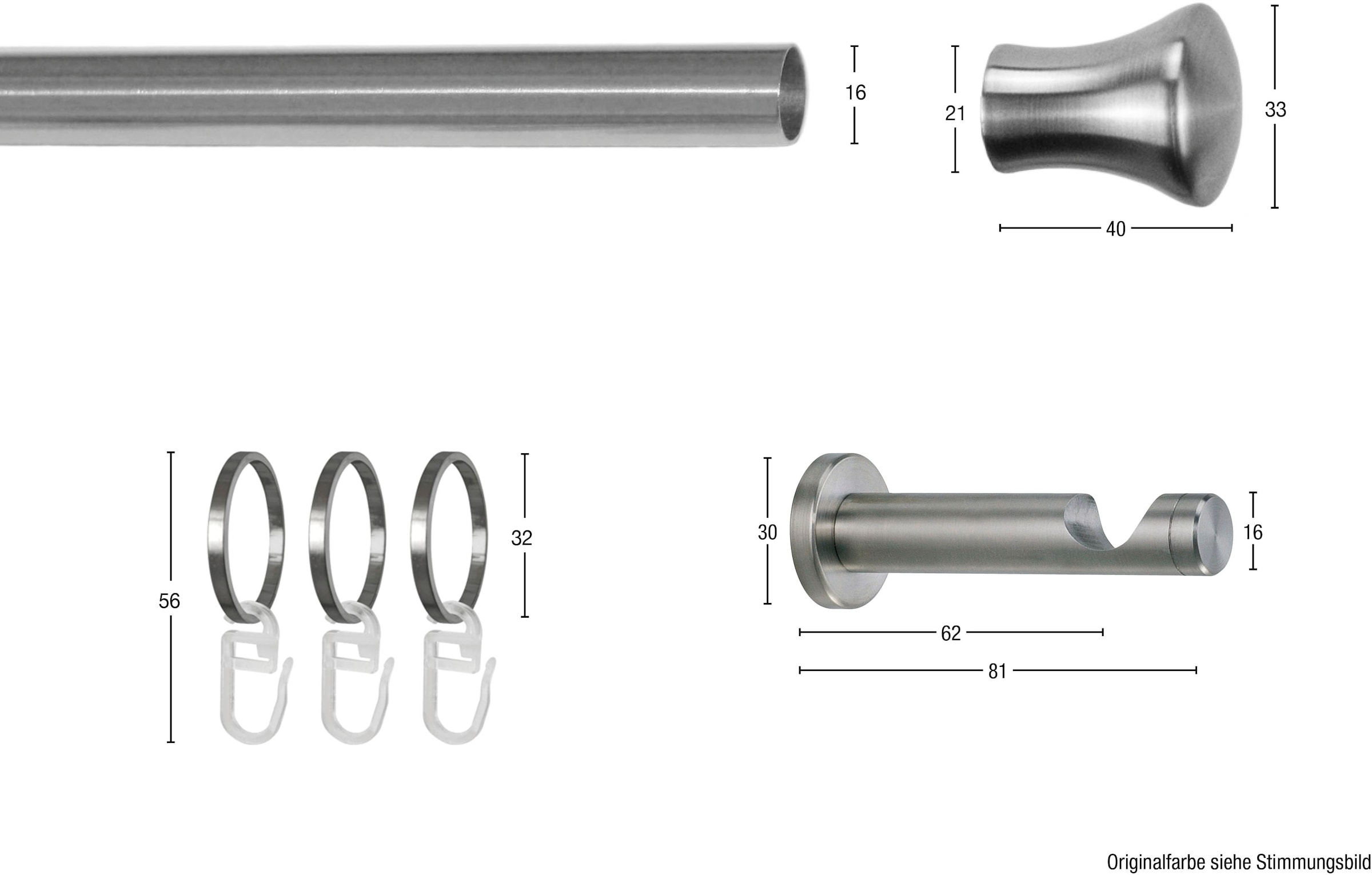 GARESA Gardinenstange »Anita Vollrund« 1 läufig-läufig Wunschmaßlänge Vorhanggarnitur, einfache Montage, verlängerbar, mit Ringe