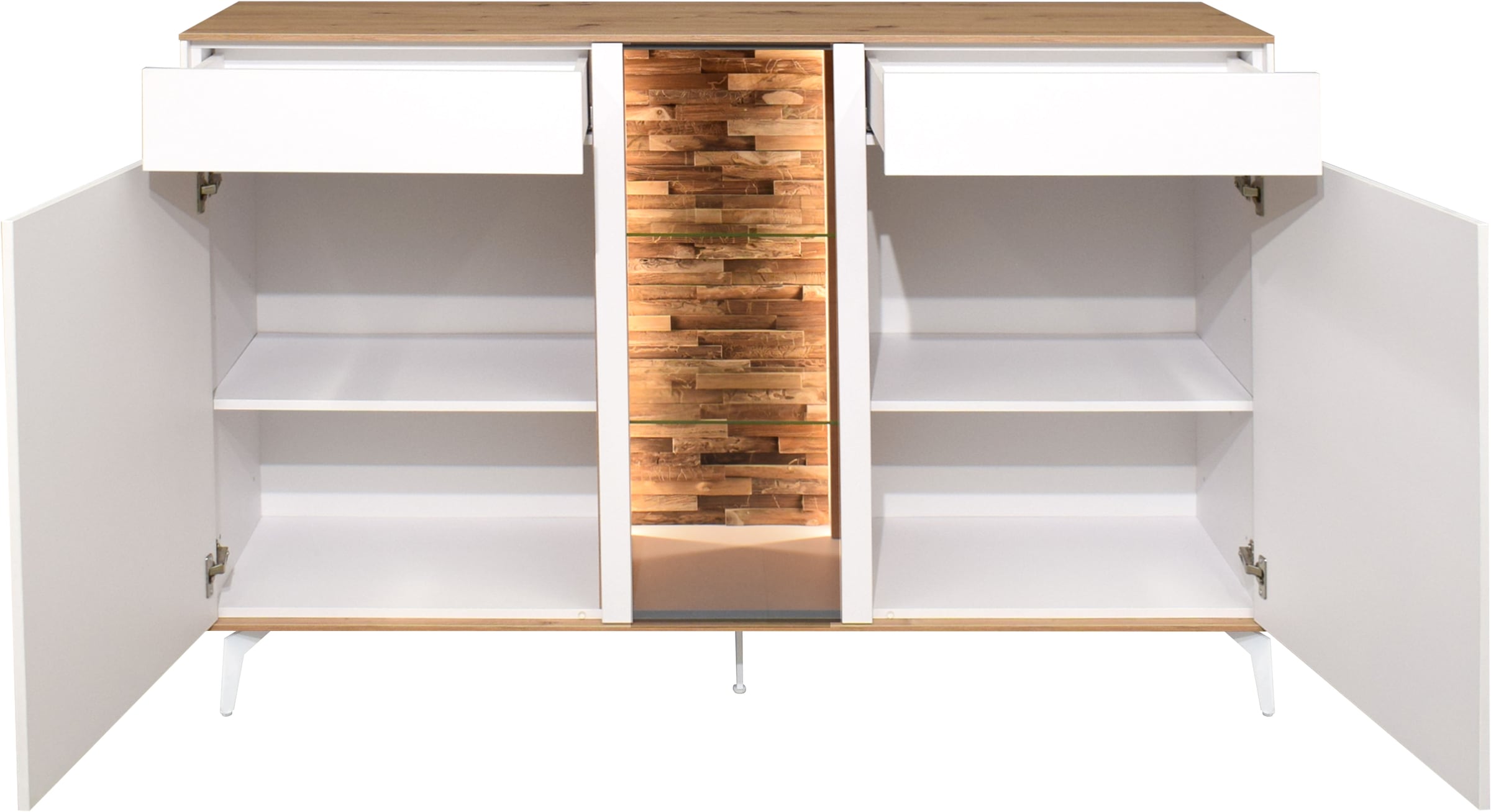 Mäusbacher Kommode Faro Sideboard 159 cm,  inkl. Beleuchtung, Push to open, Metallfüße