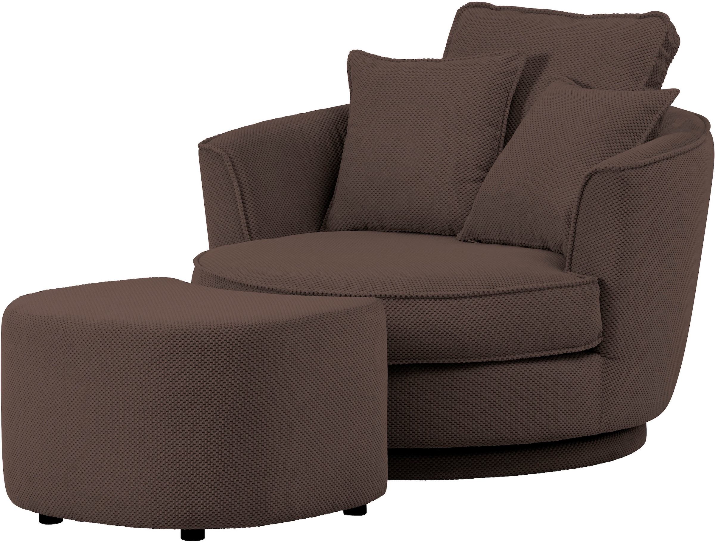 Leonique Drehsessel »MAISIE, Love Seat XXL Lese-Sessel, Big-Sessel mit Hocker,«, (2 St.), Set in MEGA CORD und Web-Velours, drehbar 360 Grad