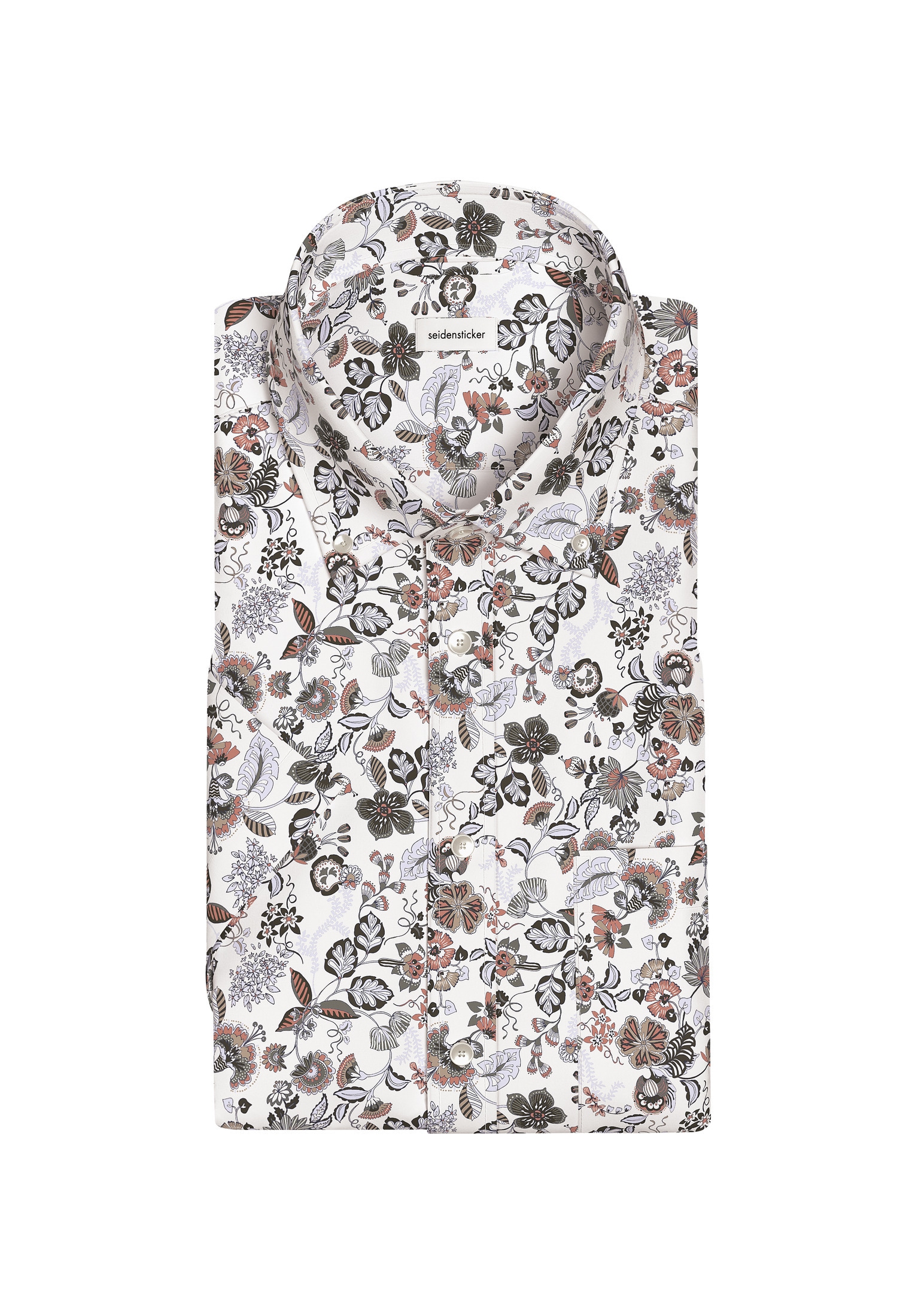 seidensticker Businesshemd »Regular«, Regular Kurzarm Button-Down-Kragen Druck