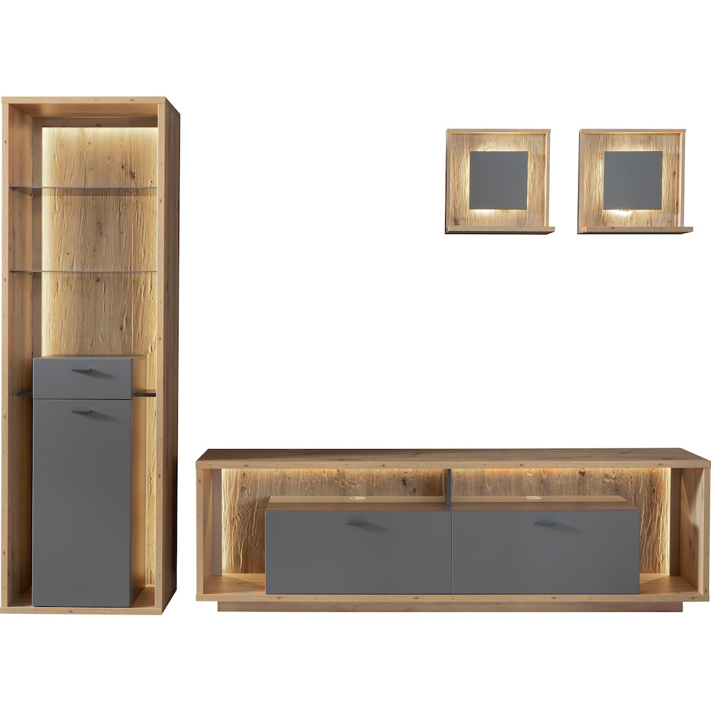 MCA furniture Wohnwand »Lizzano«, (Set, 4 St.)