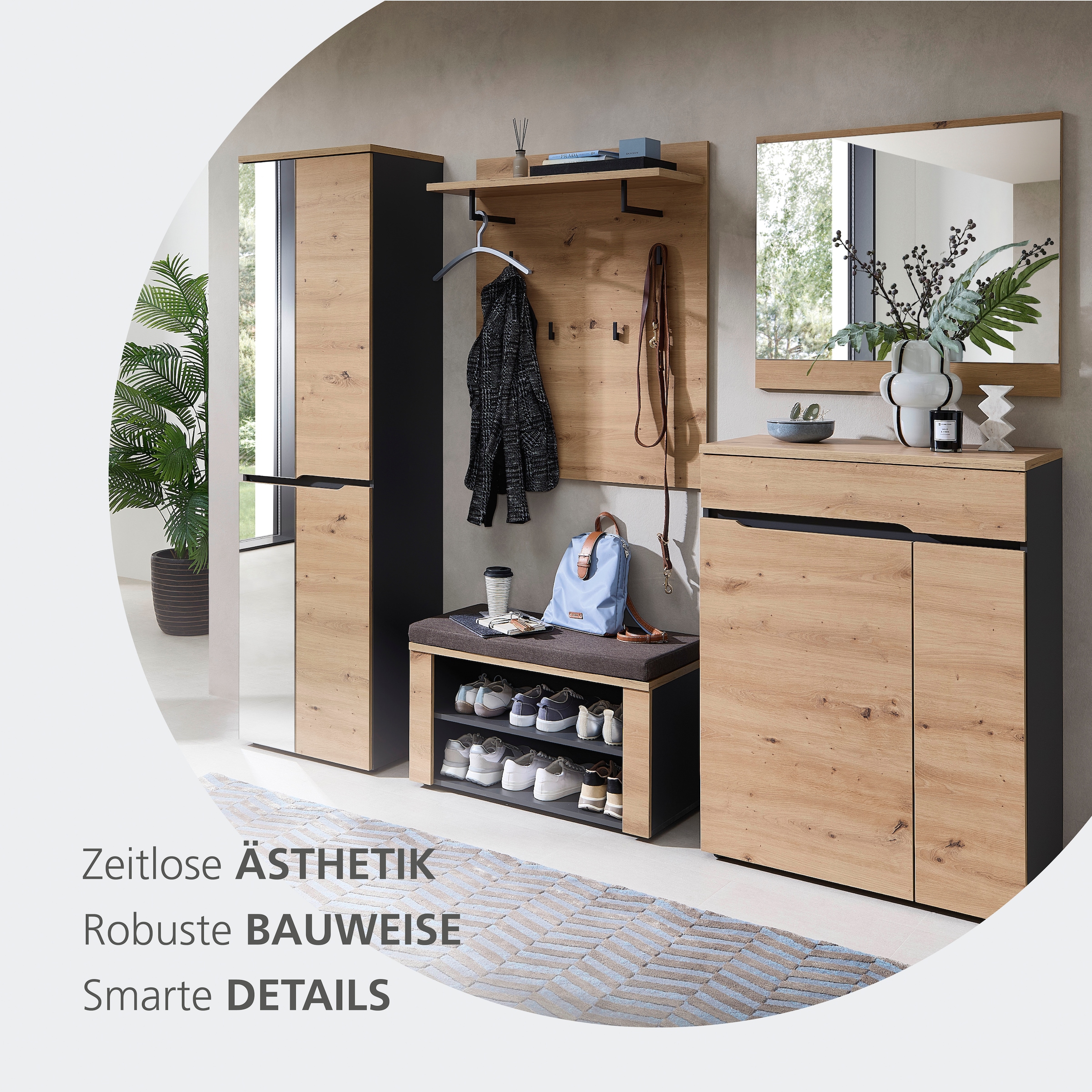 OTTO home Regal »Bergen Garderobenpaneel, 80x100x30cm (B/H/T)« 1 Stk. tlg. 4 Haken, Ablage, Kleiderstange