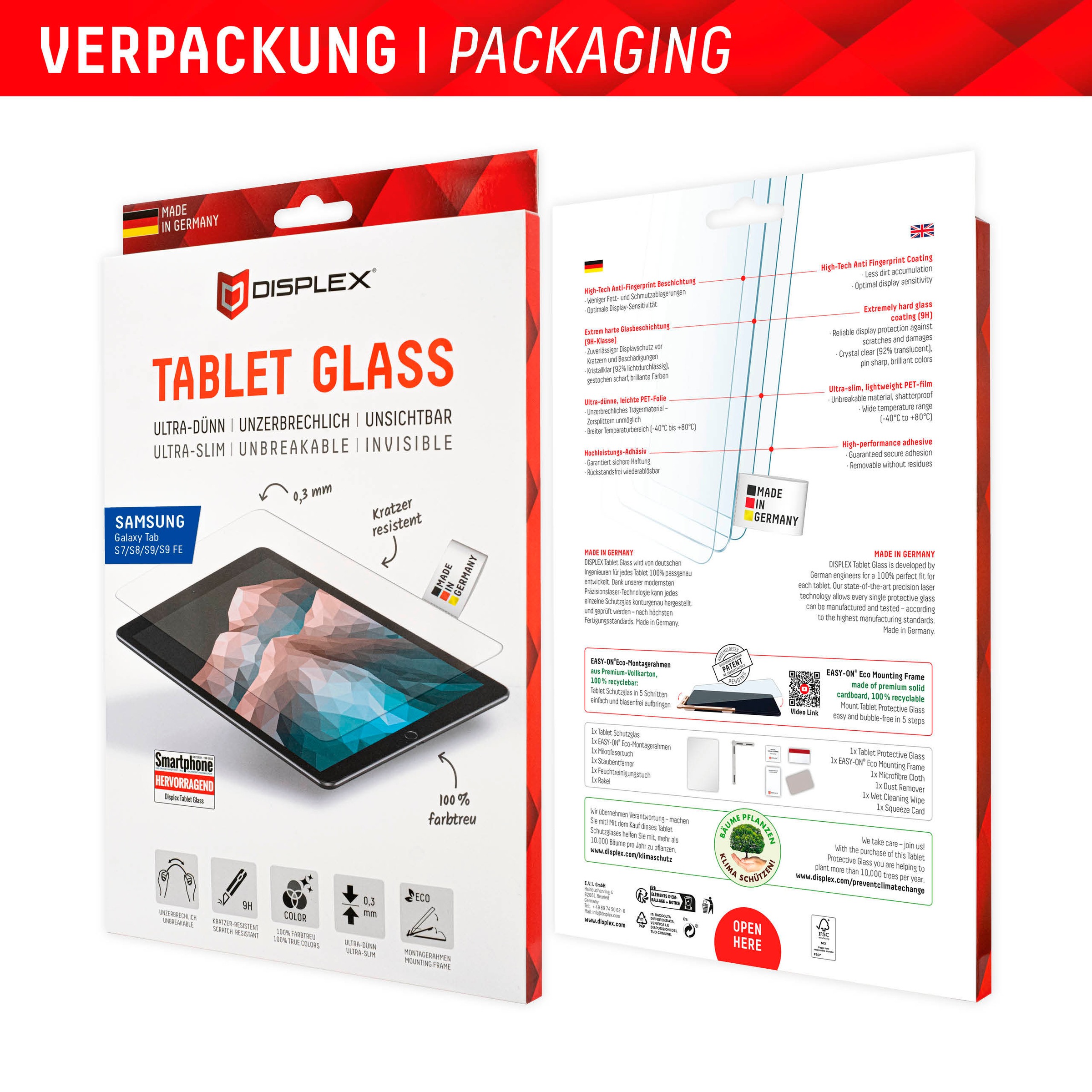 Displex Displayschutzfolie »Tablet Glass«, für Samsung Galaxy Tab S7-Samsung Galaxy Tab S8-Samsung Galaxy Tab S9-Samsung Galaxy Tab S9 FE