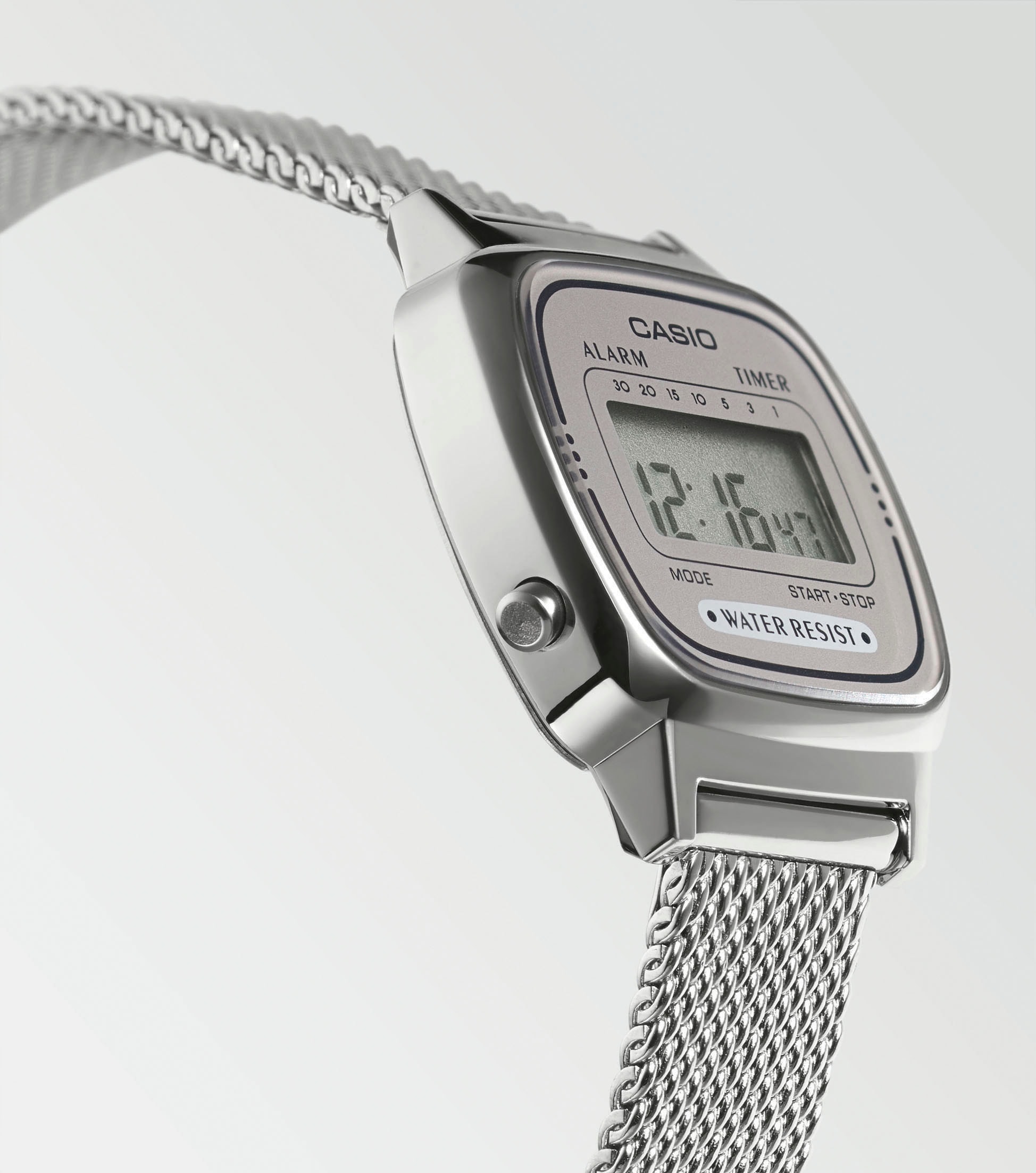 CASIO VINTAGE Chronograph, Quarzuhr, Armbanduhr, Damenuhr, Digitaluhr, Edelstahlarmband, Datum