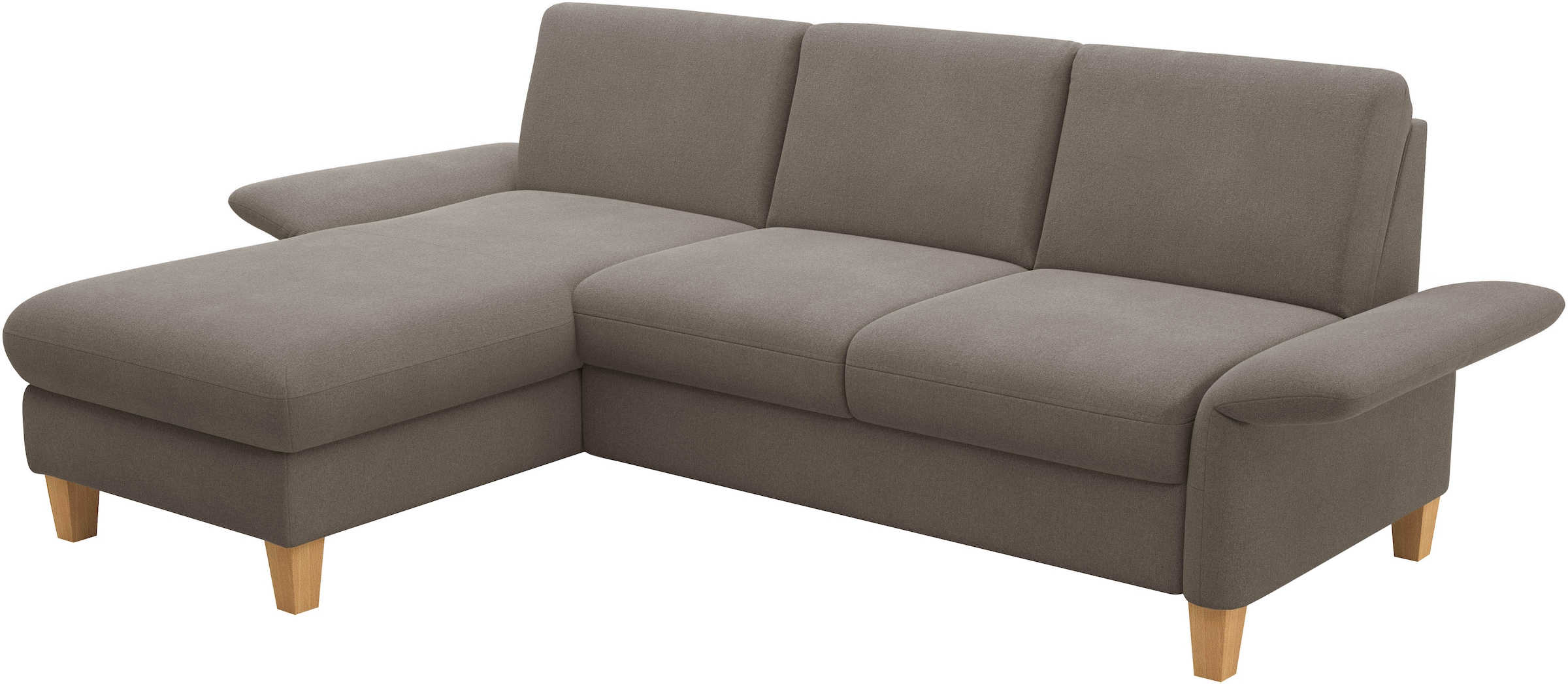 Home affaire Ecksofa »Rochelle«, wahlweise mit Armlverstellung, Klappbett mit Rollen & Bettkasten