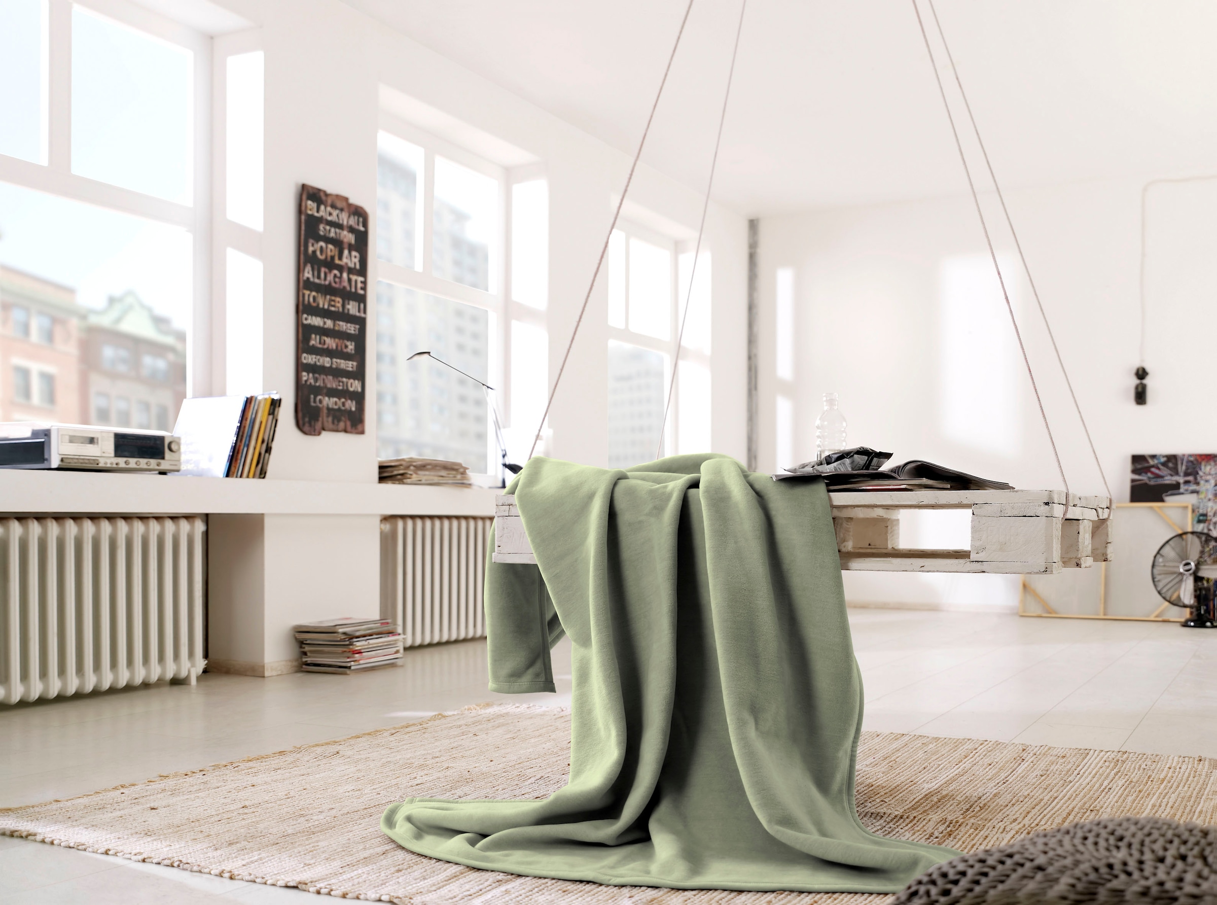 Biederlack Wohndecke »Cotton Home«, im Kuscheldecke Uni Design, kaufen online