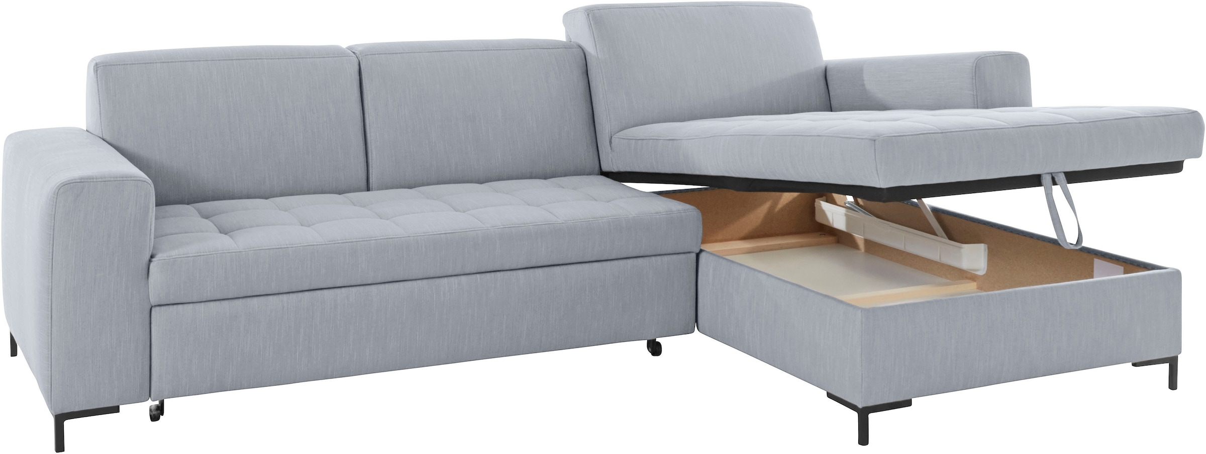 OTTO products Ecksofa »Grazzo, zeitlos und elegant, mit moderner Sitzheftung, L-Form«, hochwertige Stoffe aus recyceltem Material, Steppung im Sitzbereich