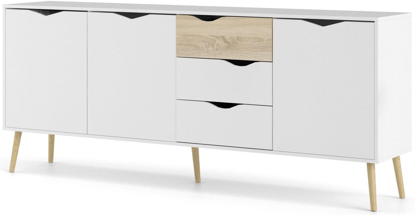 andas Kommode »Oslo, Sideboard, Aufbewahrung, Schubladenschrank, Stauraum«, Breite 196 cm, Höhe 82 cm, 3 Türen und 3 Schubladen