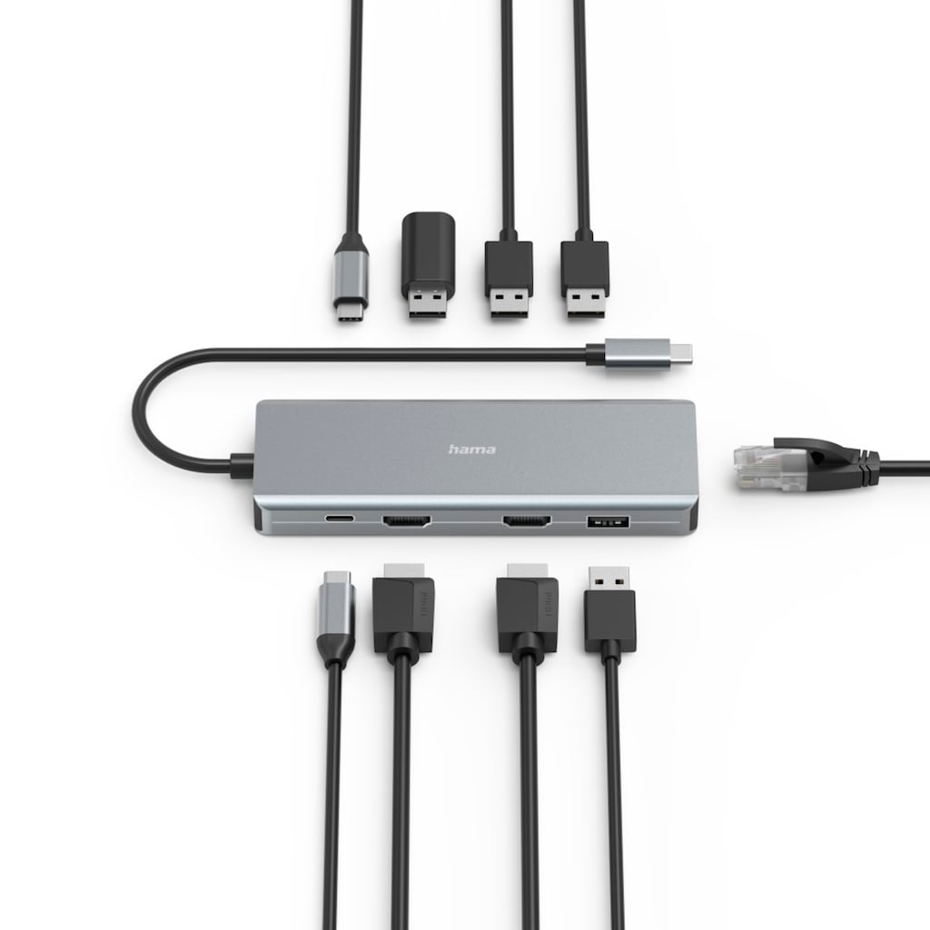 Hama USB-Adapter »USB-Hub (Dockingstation mit 9 Ports, USB-C, HDMI™, USB-A, LAN, 4K)«, 15 cm