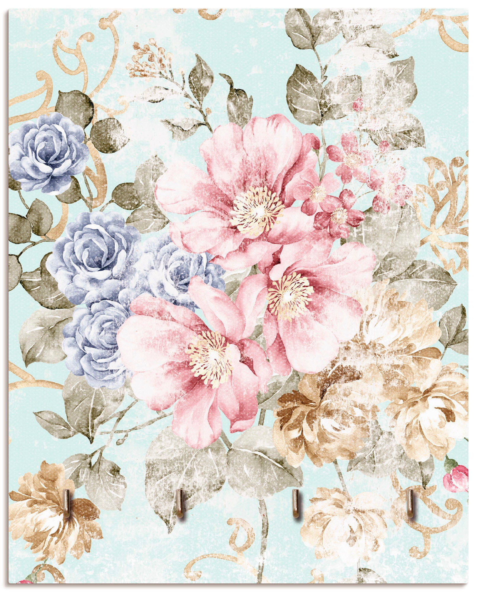 Artland Hakenleiste »Blumen mit nahtlosem Muster«, MDF