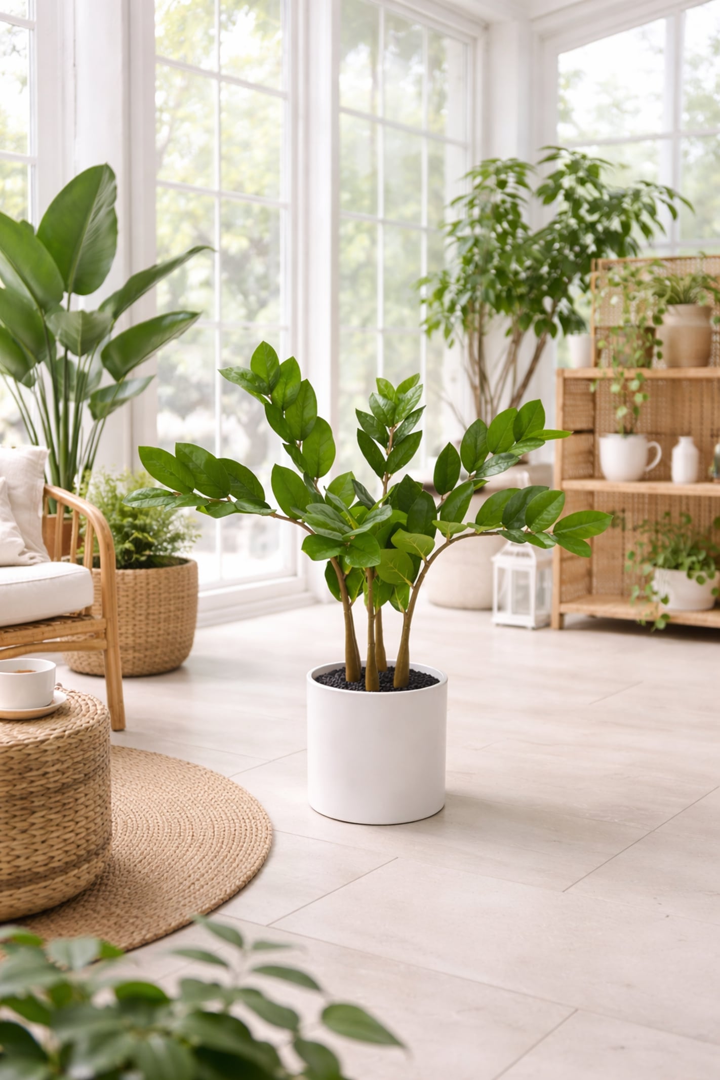 I.GE.A. Kunstblume »Kunstpflanze Zamioculcas im Topf« Künstliche Pflanze Tropenwurz Glücksfeder Grünpflanze Dekopflanze