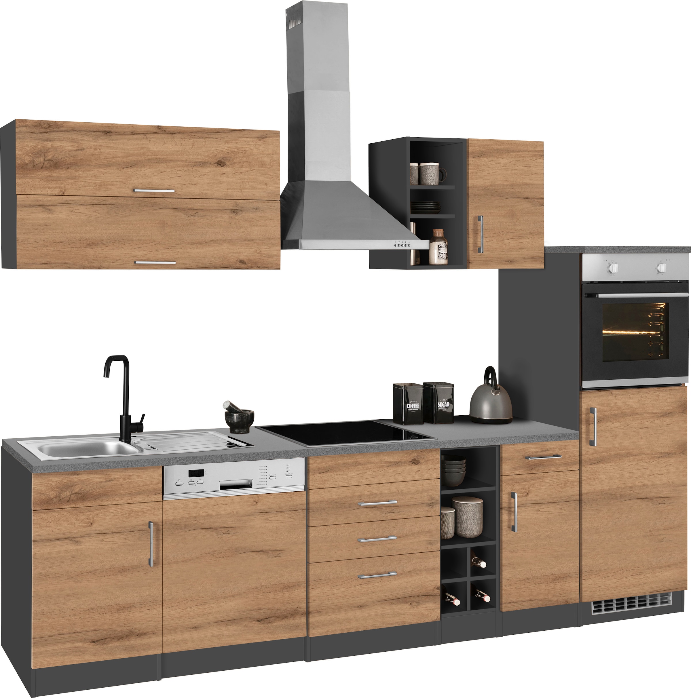 KOCHSTATION Küchenzeile »KS-Colmar« ohne E-Geräte, Breite 300 cm