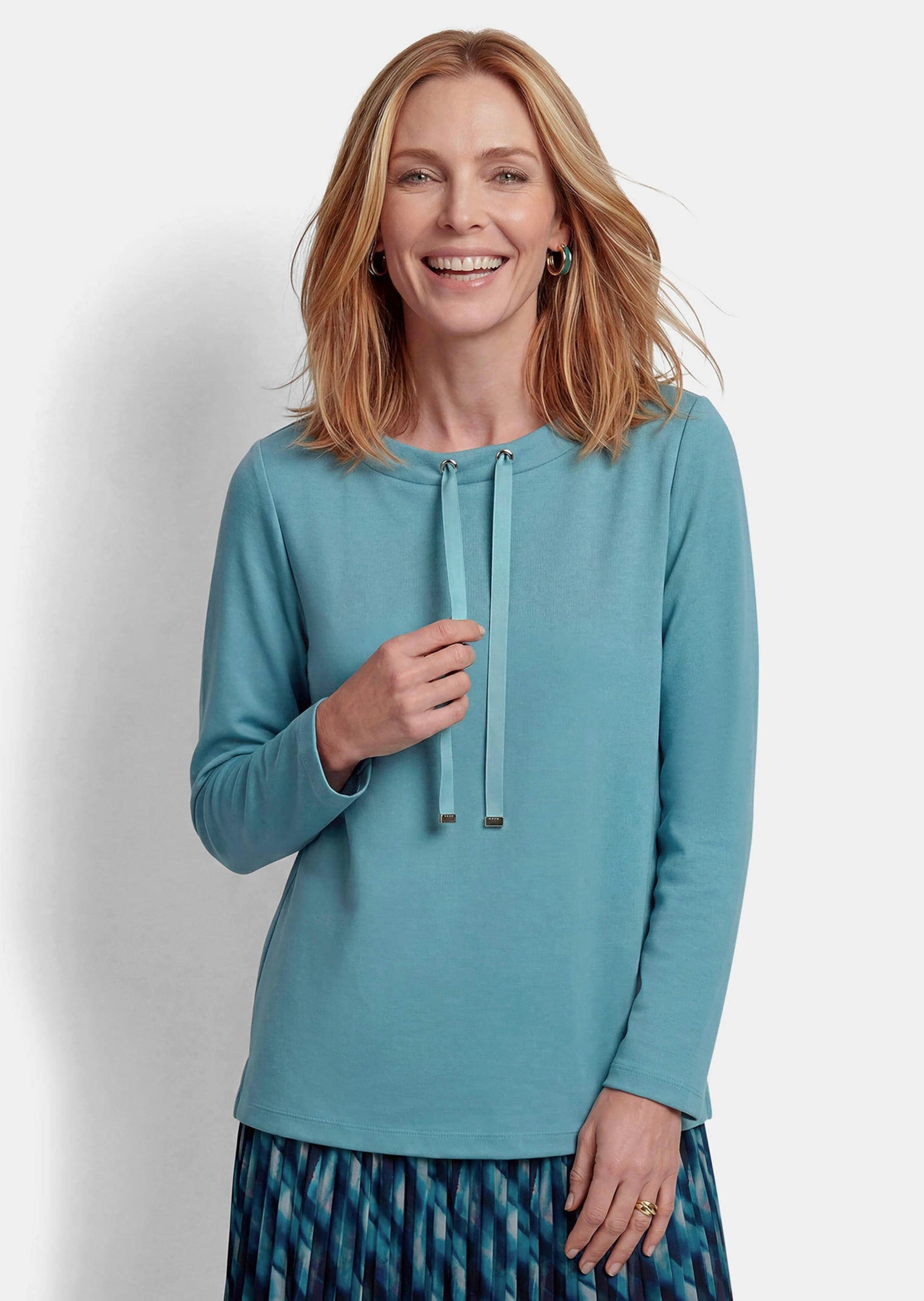 GOLDNER Sweatshirt »Sweatshirt mit U-Boot-Ausschnitt«, Tunnelzug Zierband am Ausschnitt
