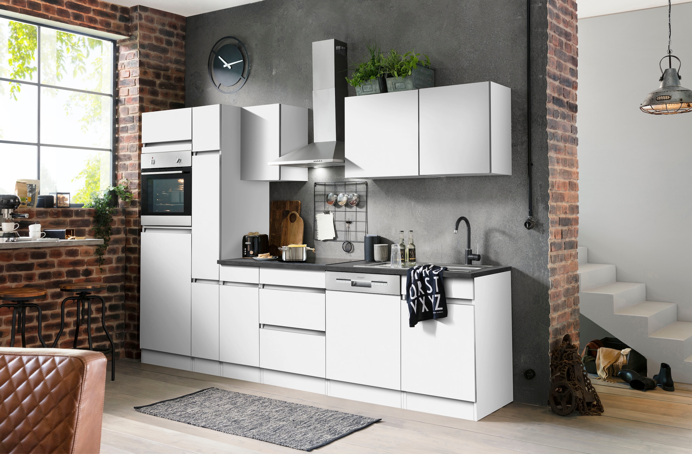 OPTIFIT Küchenzeile »Roth« Breite 300 cm, wahlweise mit E-Geräten, mit Apothekerschrank