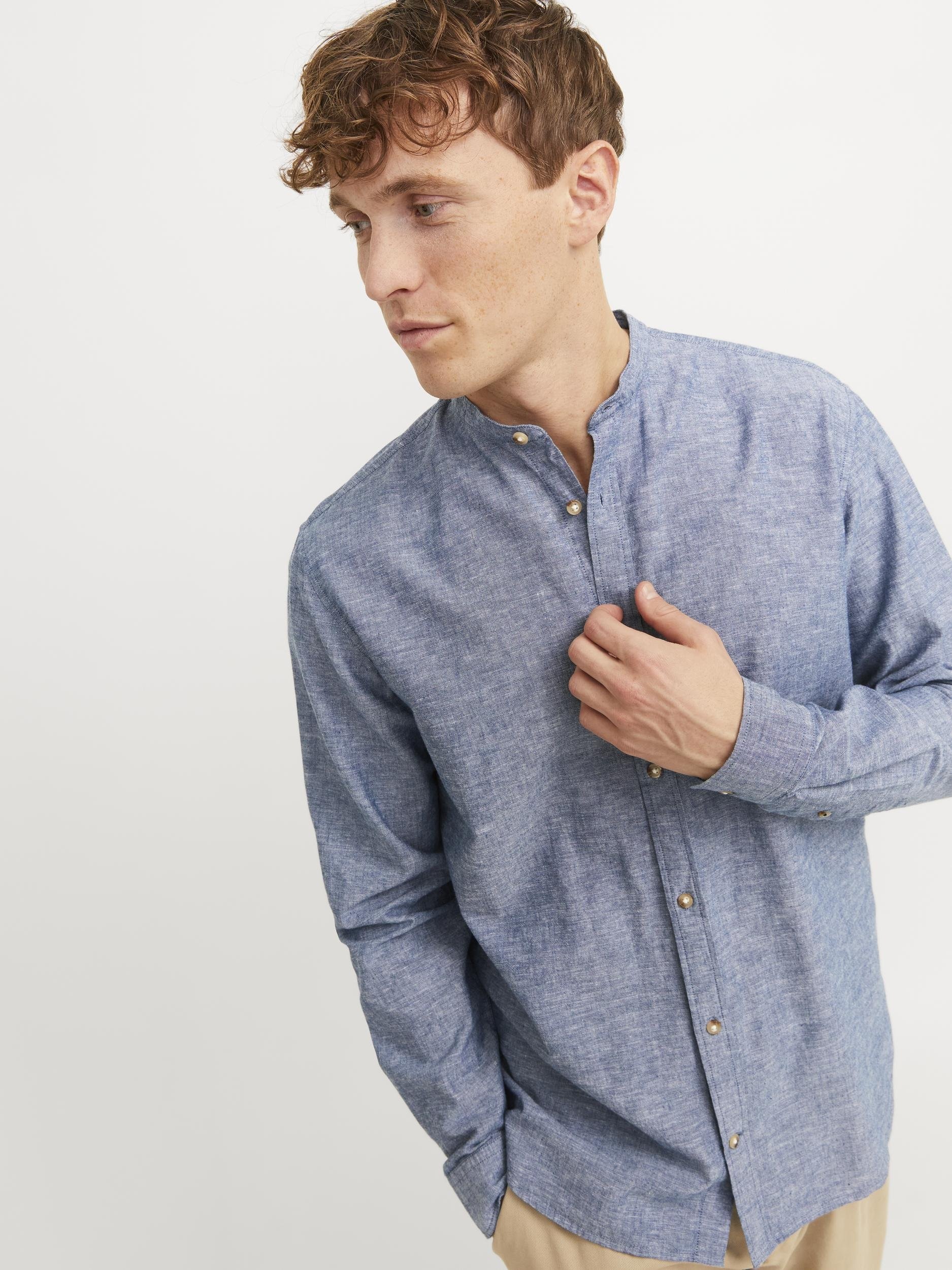 Jack & Jones Langarmhemd »JJESUMMER BAND LINEN BLEND SHIRT LS SN«