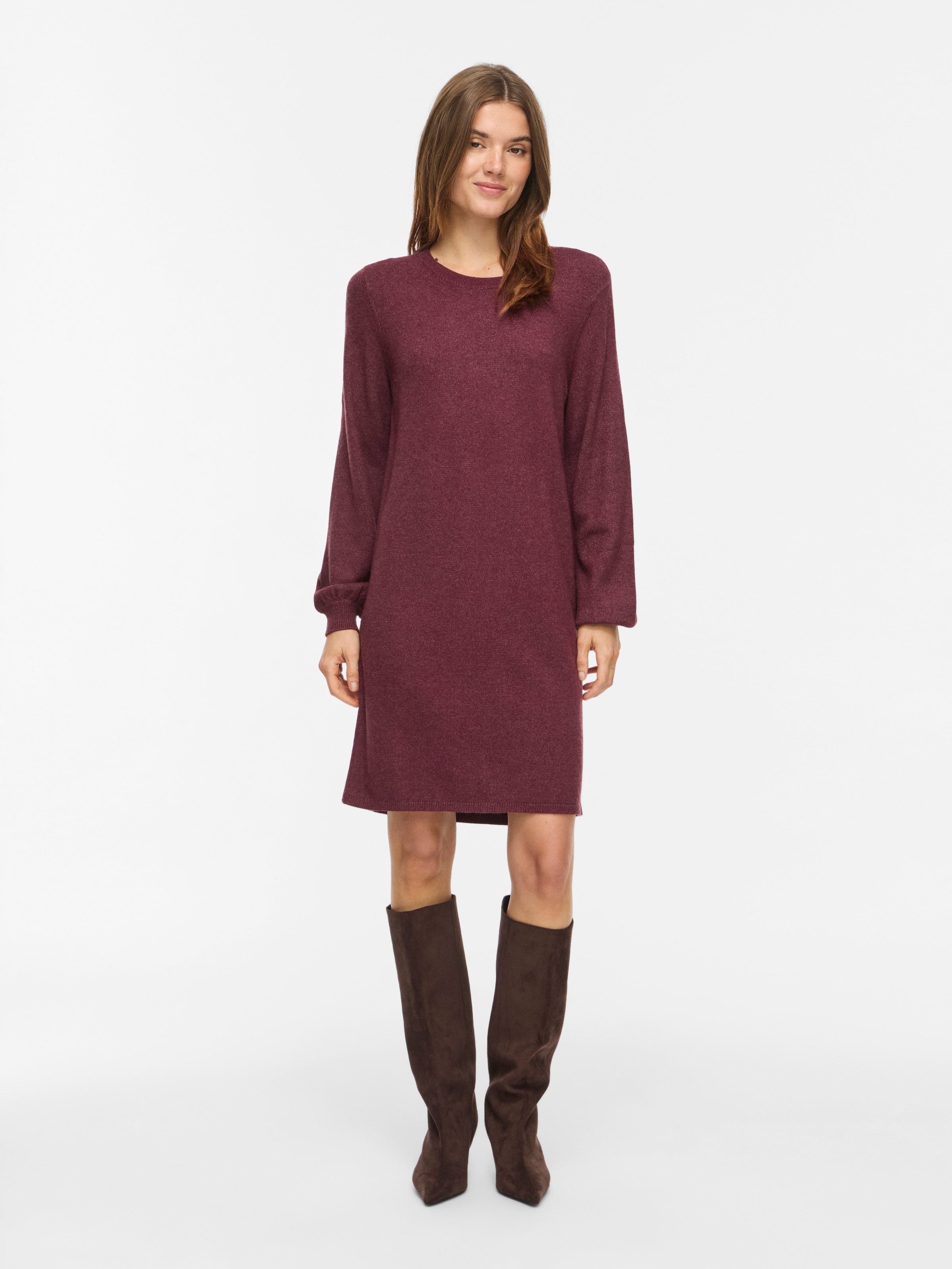 Vila Strickkleid »VIRIL L/S VOLUME SLEEVE KNIT DRESS-NOOS« Materialmix, normal geschnitten