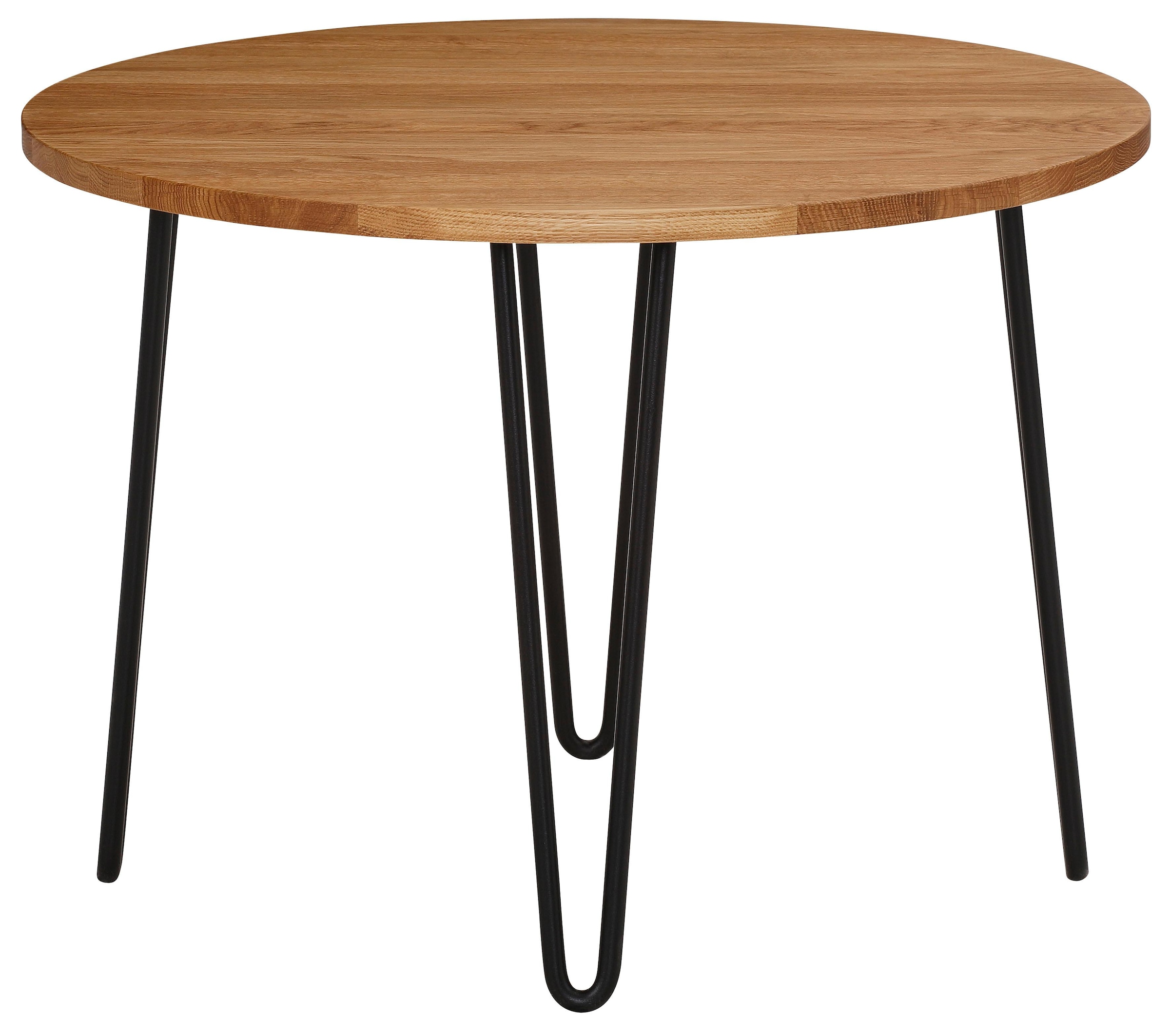 INOSIGN Couchtisch »Hairpin« aus massiver Eiche, mit Metallbeinen, Breite 70 cm.