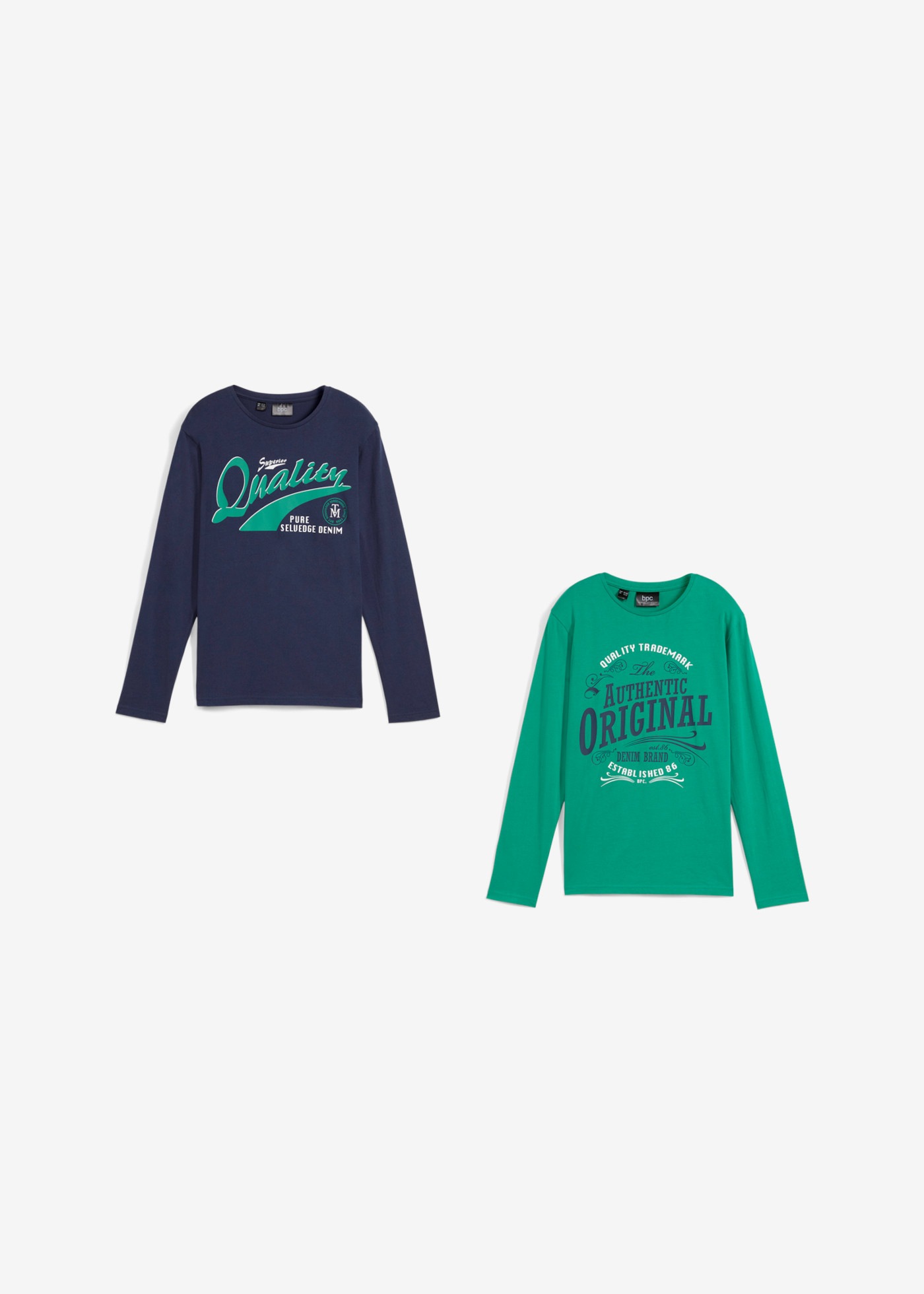 bonprix Langarmshirt Packung,  für Kinder, Packung, aus Baumwolle, mit Rundhalsausschnitt