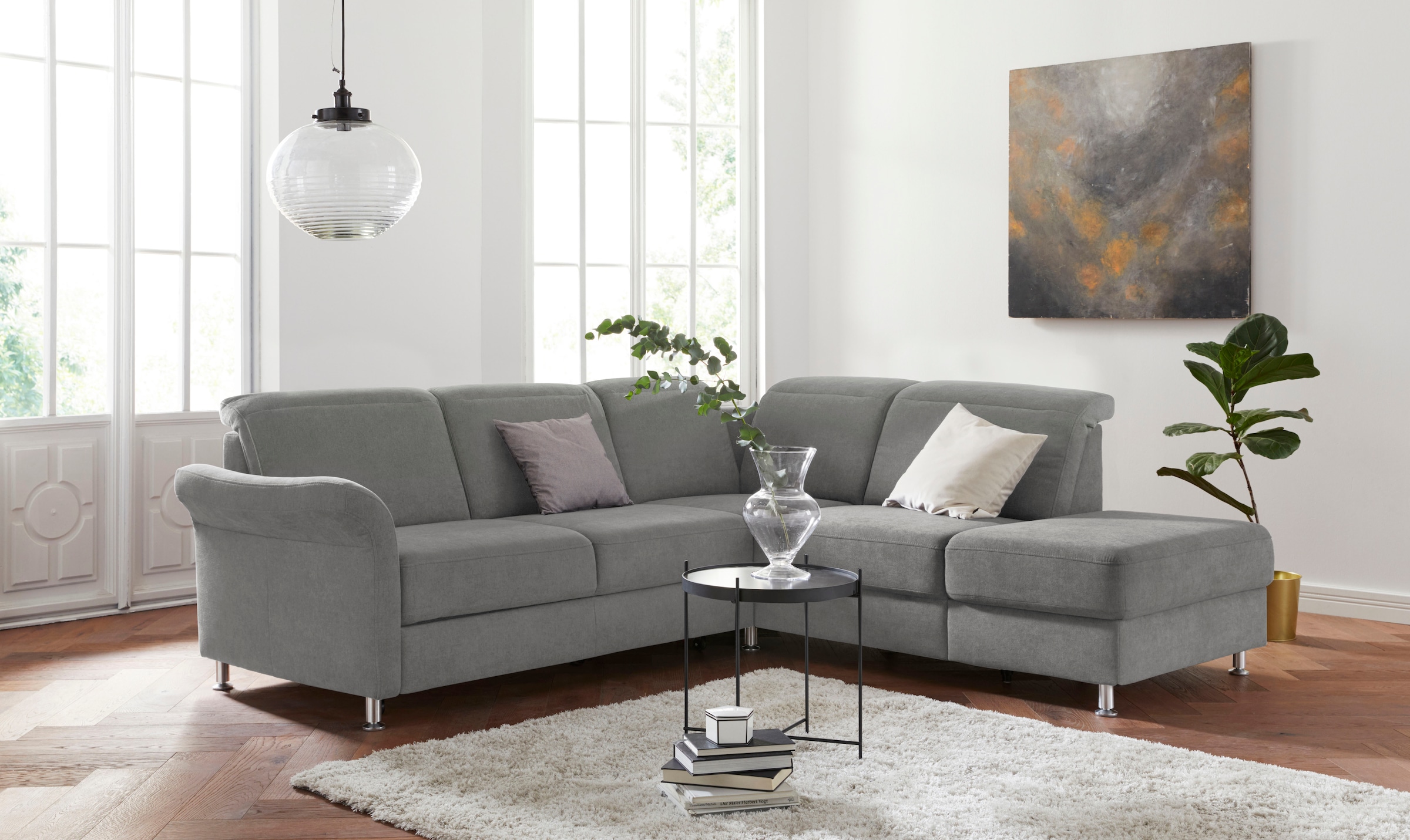 sit&more Ecksofa »Darwin L-Form« inklusive Federkern, wahlweise mit Kopfteilverstellung, Bettfunktion