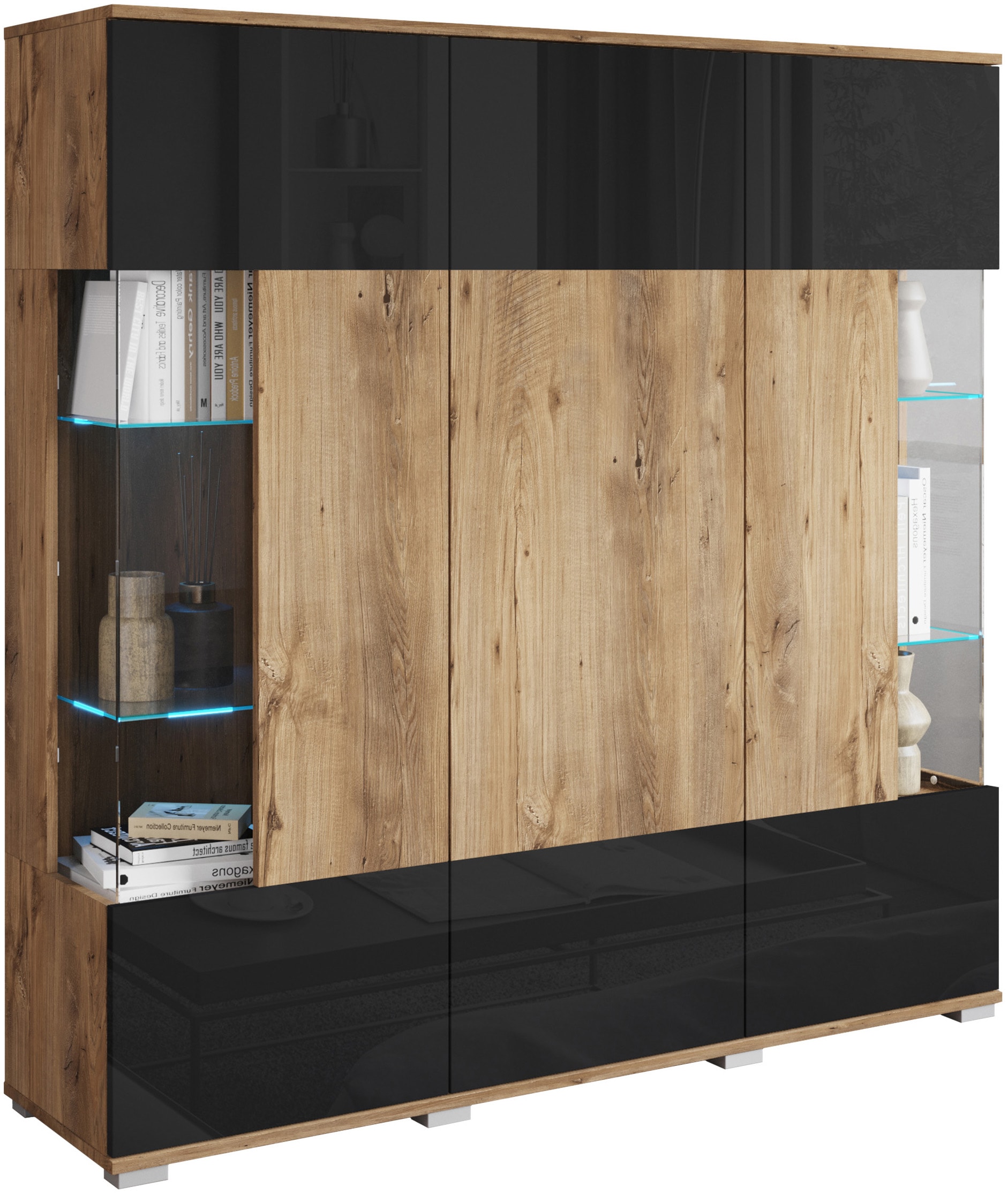 INOSIGN Highboard »Kenia«, Modernes Highboard, mit Glastüren, Breite 135 cm