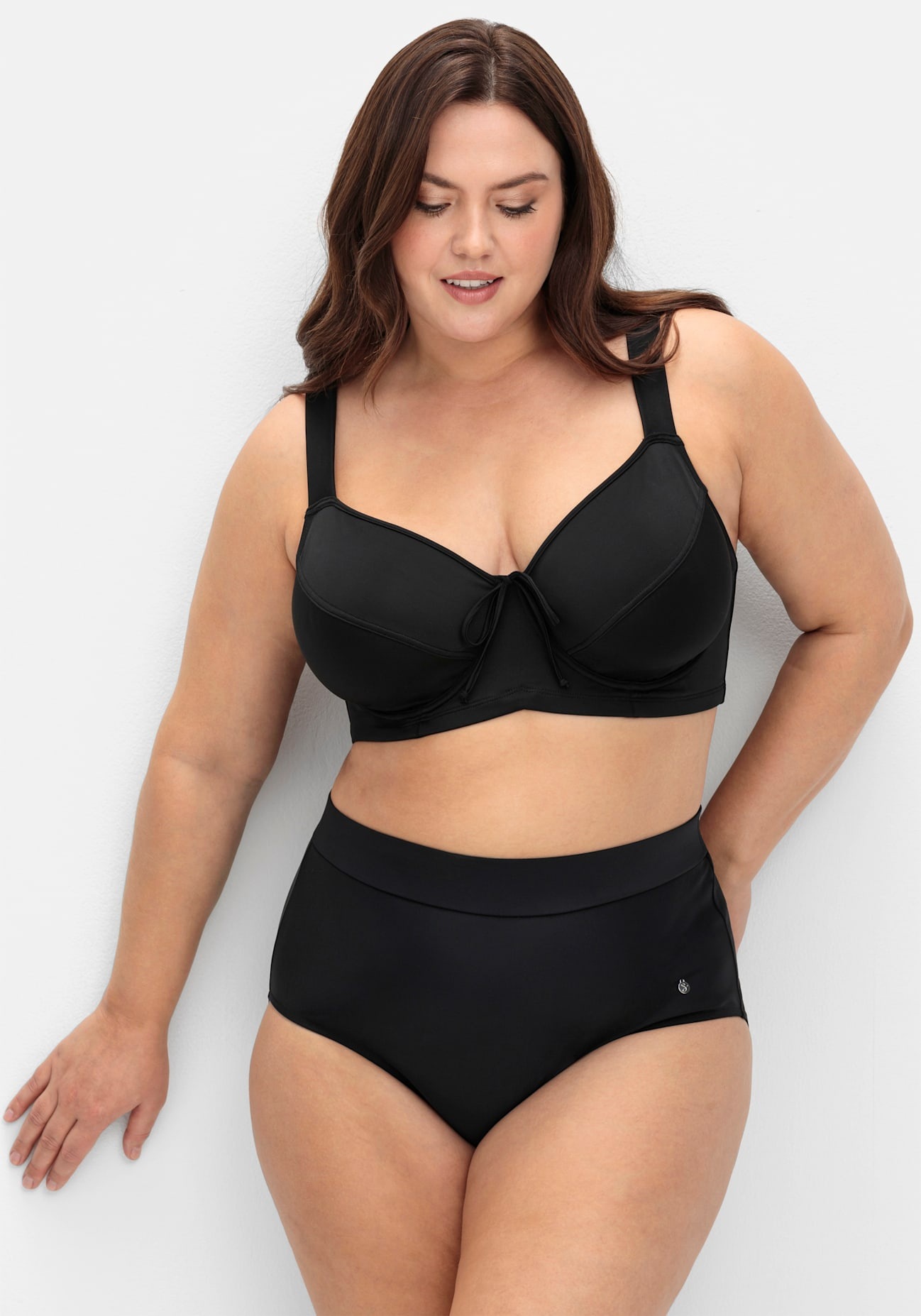 Sheego, Damen, Bustier-Bikini-Top, schwarz, Cup G, 44 - Cup G, schwarz, verdeckter Bügel