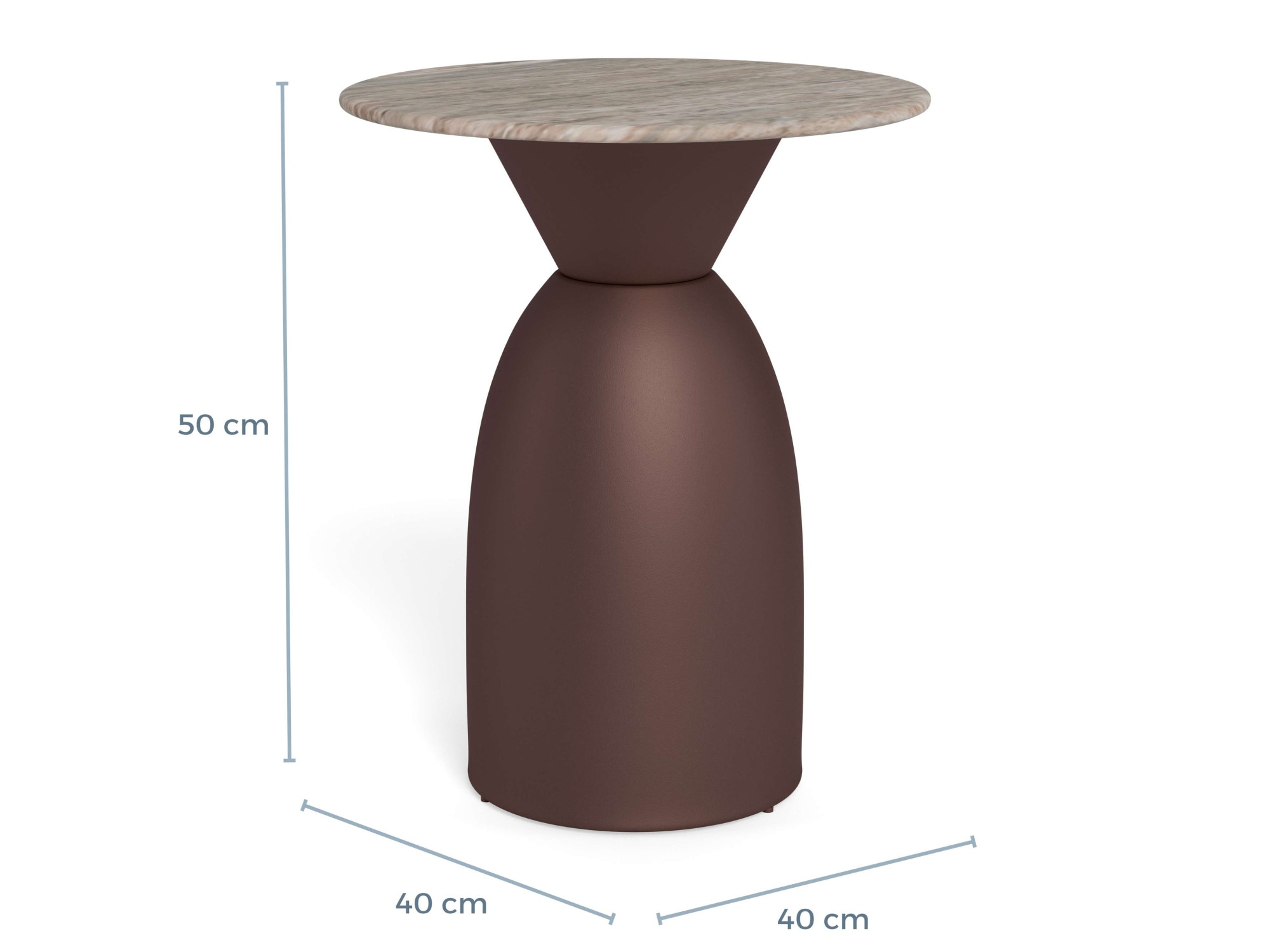 ACTONA GROUP Beistelltisch »Ferrol Kaffeetisch – elegant & kompakt mit grauer Marmorplatte« Grauer Toronto Marmor, mattes Bronze-Stahlgestell. Ø: 40 cm.