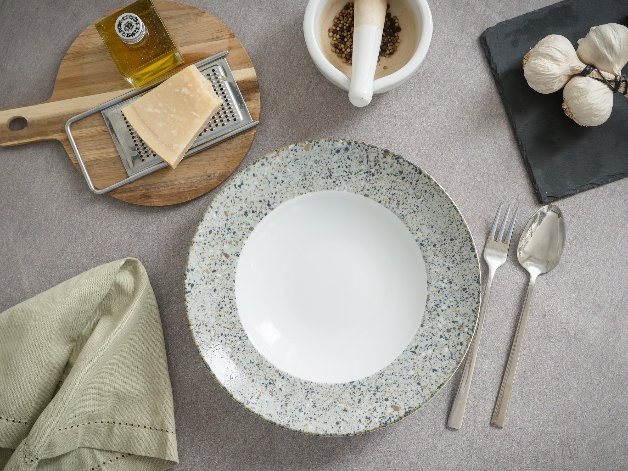 CreaTable Pastateller »Stone Collection Genua, Teller Set, 4-tlg.« Italienische Eleganz, Vielseitig einsetzbar