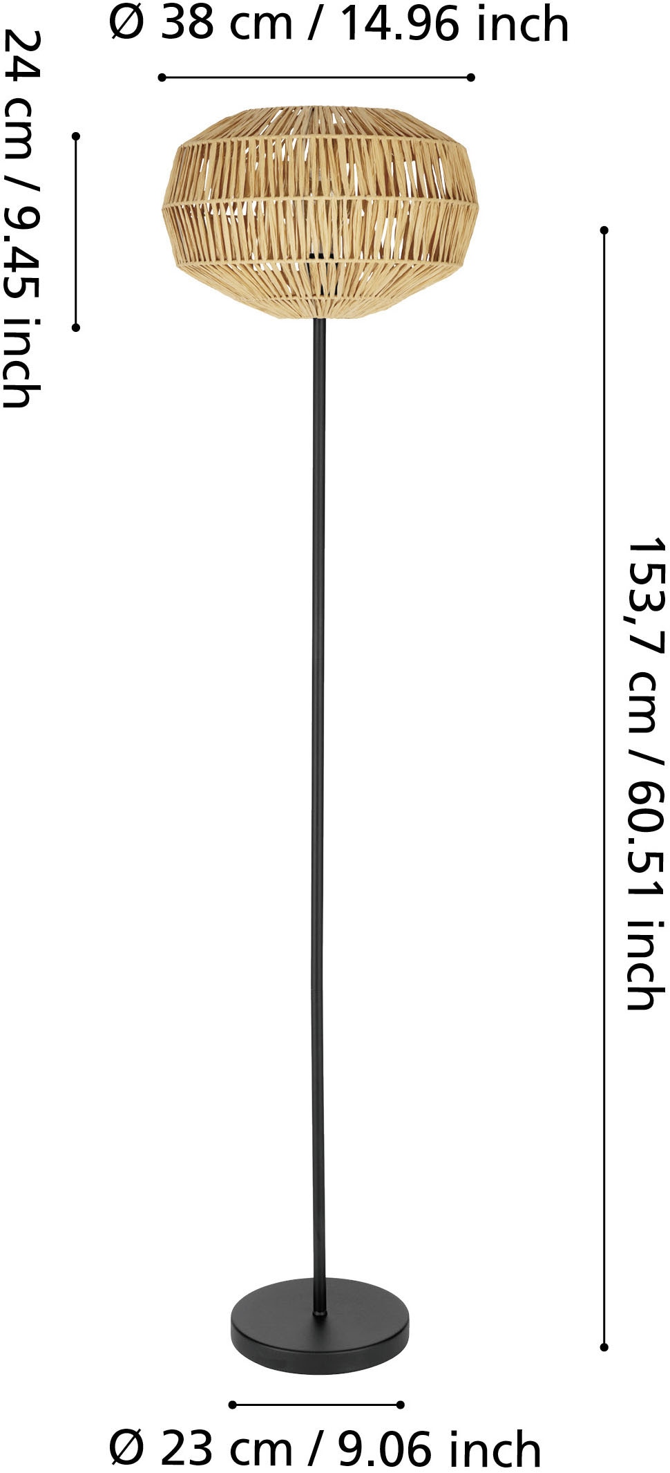 EGLO Stehlampe »SHELDON Stehlampe - Stahl - E27 - 1X40W - IP20« E27 1 Stk. Standleuchte, Wohnzimmerlampe, Vintage, Boho, H153,5 x Ø38 cm