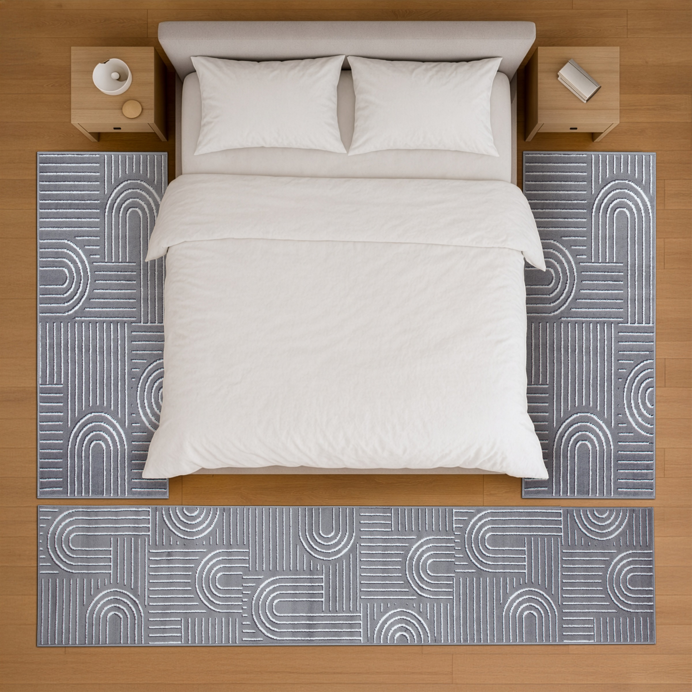 my home Bettumrandung »Lyssandra« Höhe 8 mm 3 tlg. tlg. 3D-Effekt, softer Kurzflor, pflegeleicht, leichter Glanz, Scandi-Look