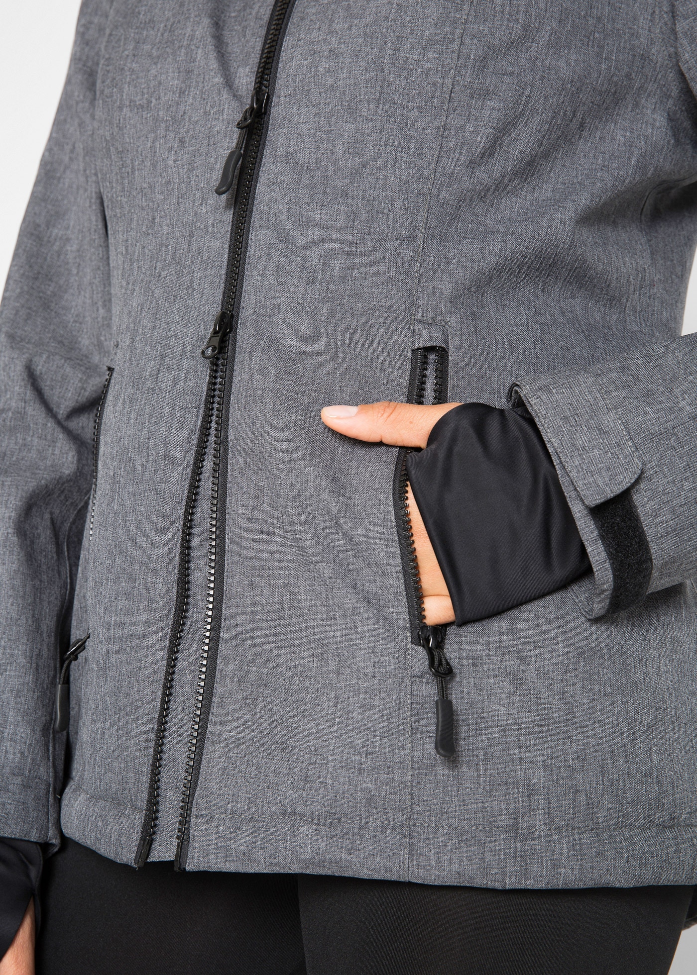 bonprix Funktionsjacke mit Kapuze mit Teddyfleece-Futter, wind- und wasserdicht, mit hohem Stehkragen