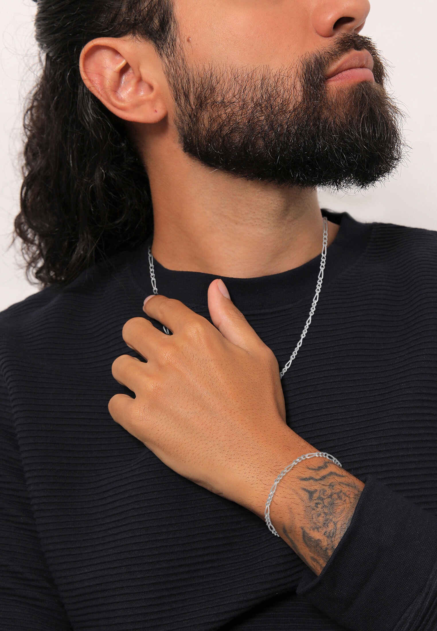 Kuzzoi Ketten und Armband Set »Schmuckset Herren Kette Armband Figaro 925 Sterling Silber« ()