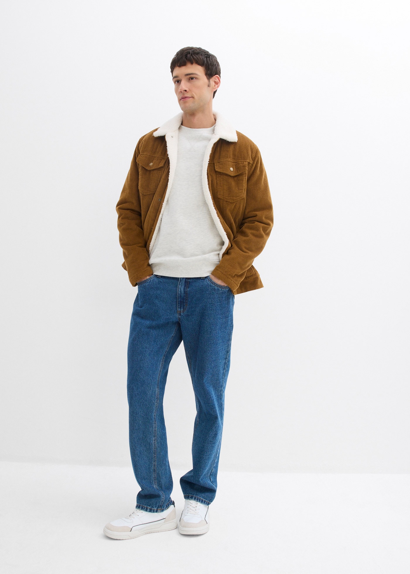 bonprix Sweatshirt, 2 Stk. Regular Fit, unifarben, aus Baumwolle und Polyester
