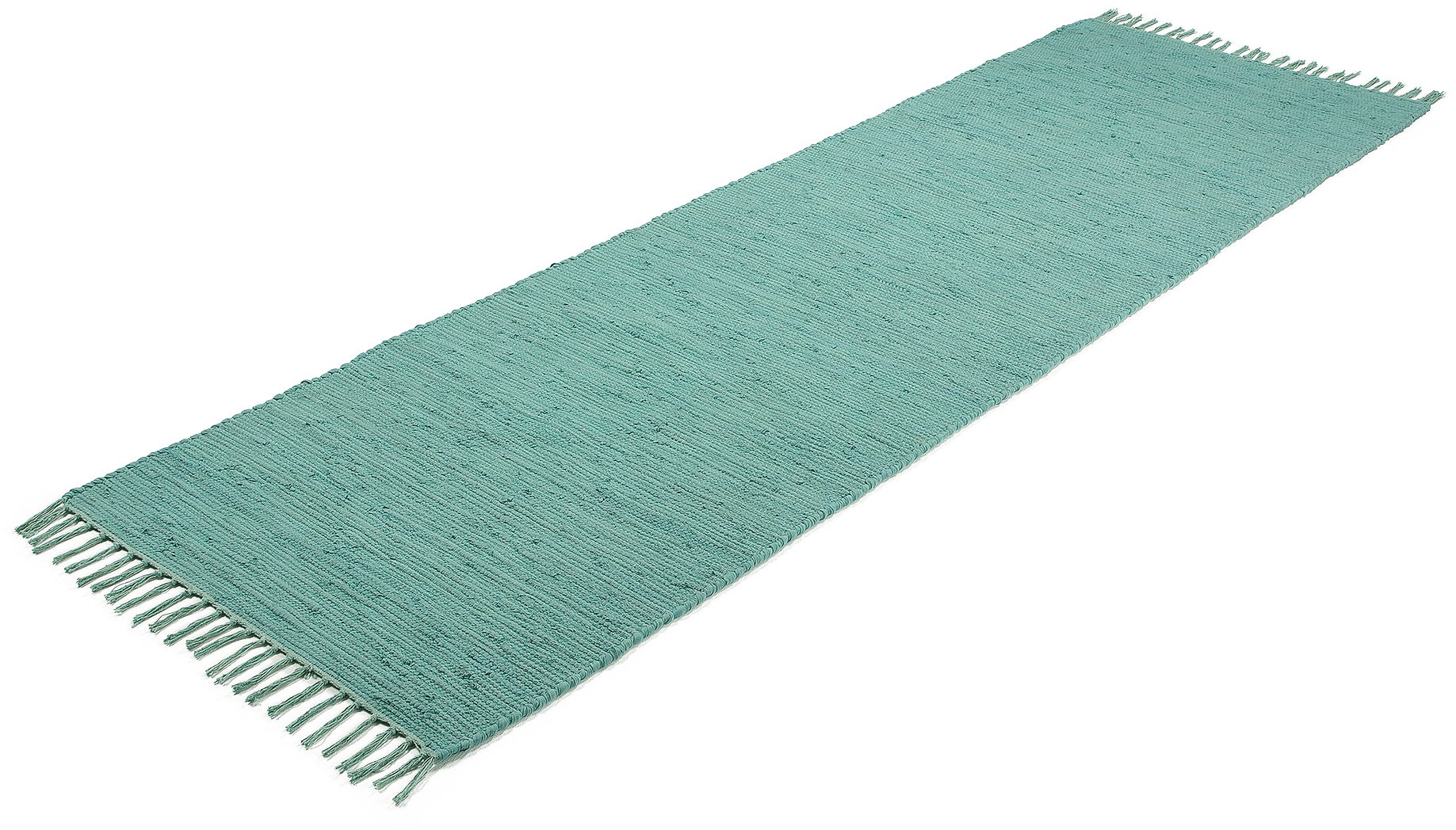 carpetfine Teppich »Kelim Chindi uni, auch als Läufer«, rechteckig, 5 mm Höhe, Wendeteppich, reine Baumwolle, handgewebt, Uni-Farben, mit Fransen