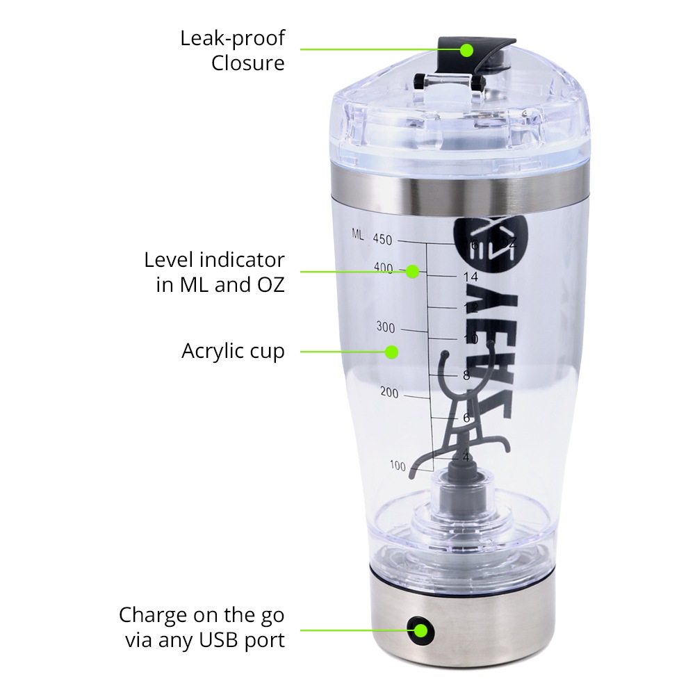 YEAZ Trinkflasche »Elektrischer Mixer USB 450ml CYCLONE«