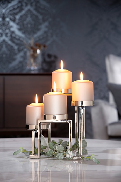 Fink Kerzenhalter »GRANT, auf Glas, Edelstahl und Adventsleuchter (1 4-flammig, St.), Weihnachtsdeko«, Rechnung aus kaufen
