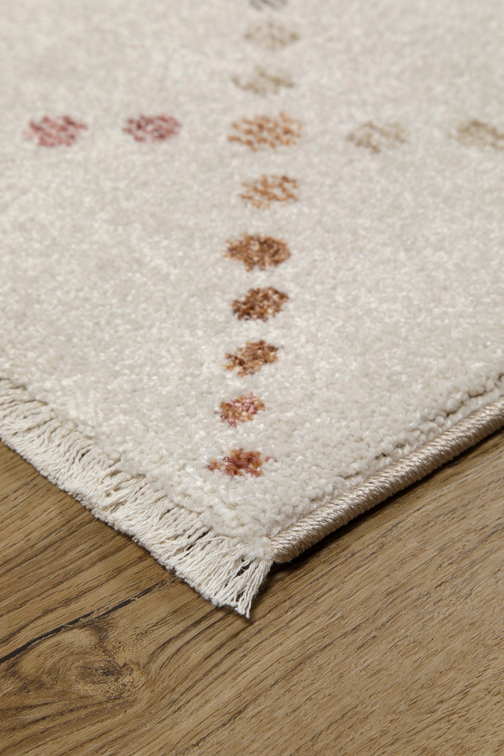 OTTO home Teppich »Thoren«, rechteckig, 12 mm Höhe, weicher Kurzflor, Rautenmuster mit Fransen, Wohnzimmer, Schlafzimmer