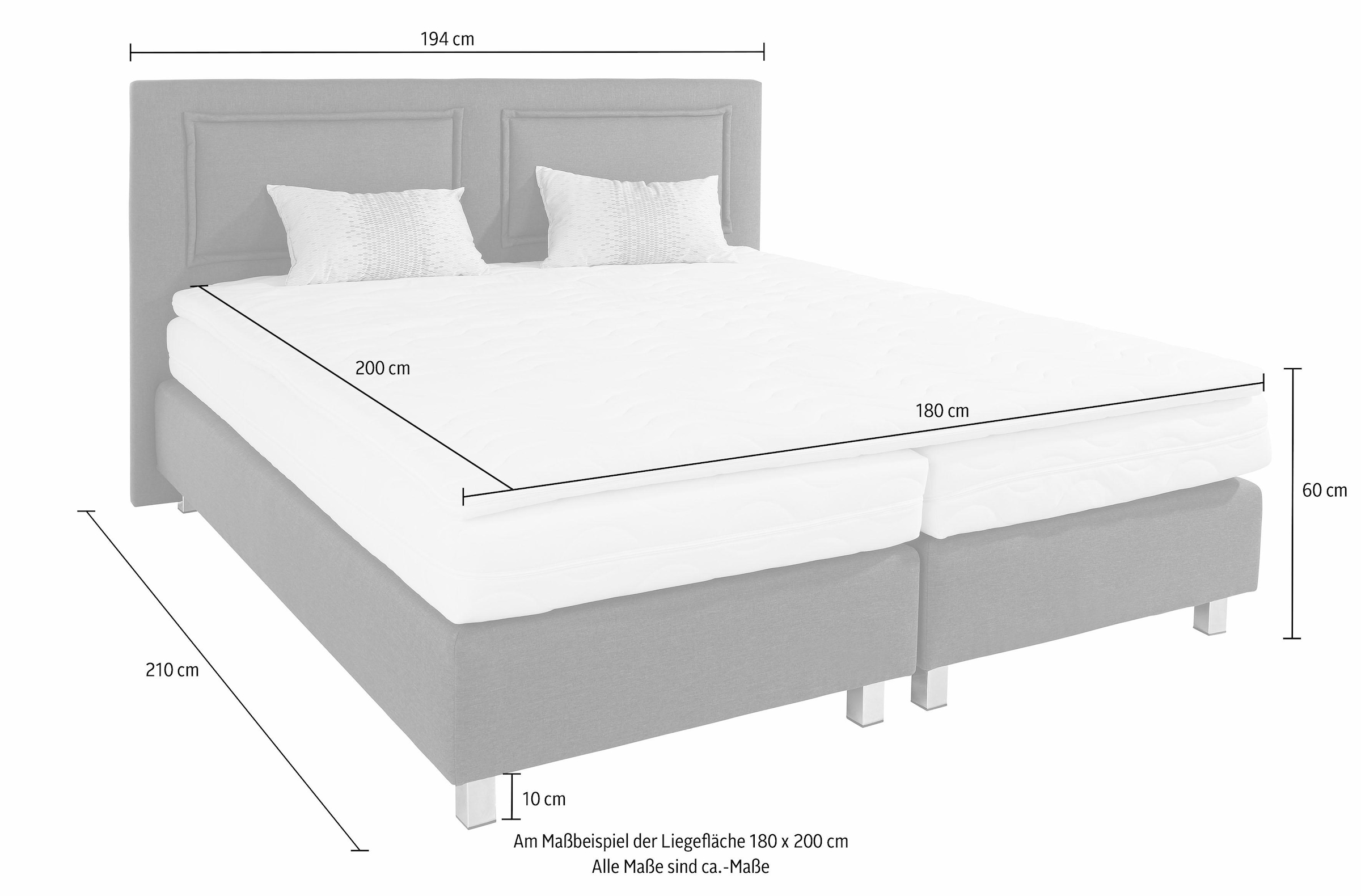 Westfalia Schlafkomfort Boxspringbett, inkl. Kaltschaum-Topper und Zierkissen