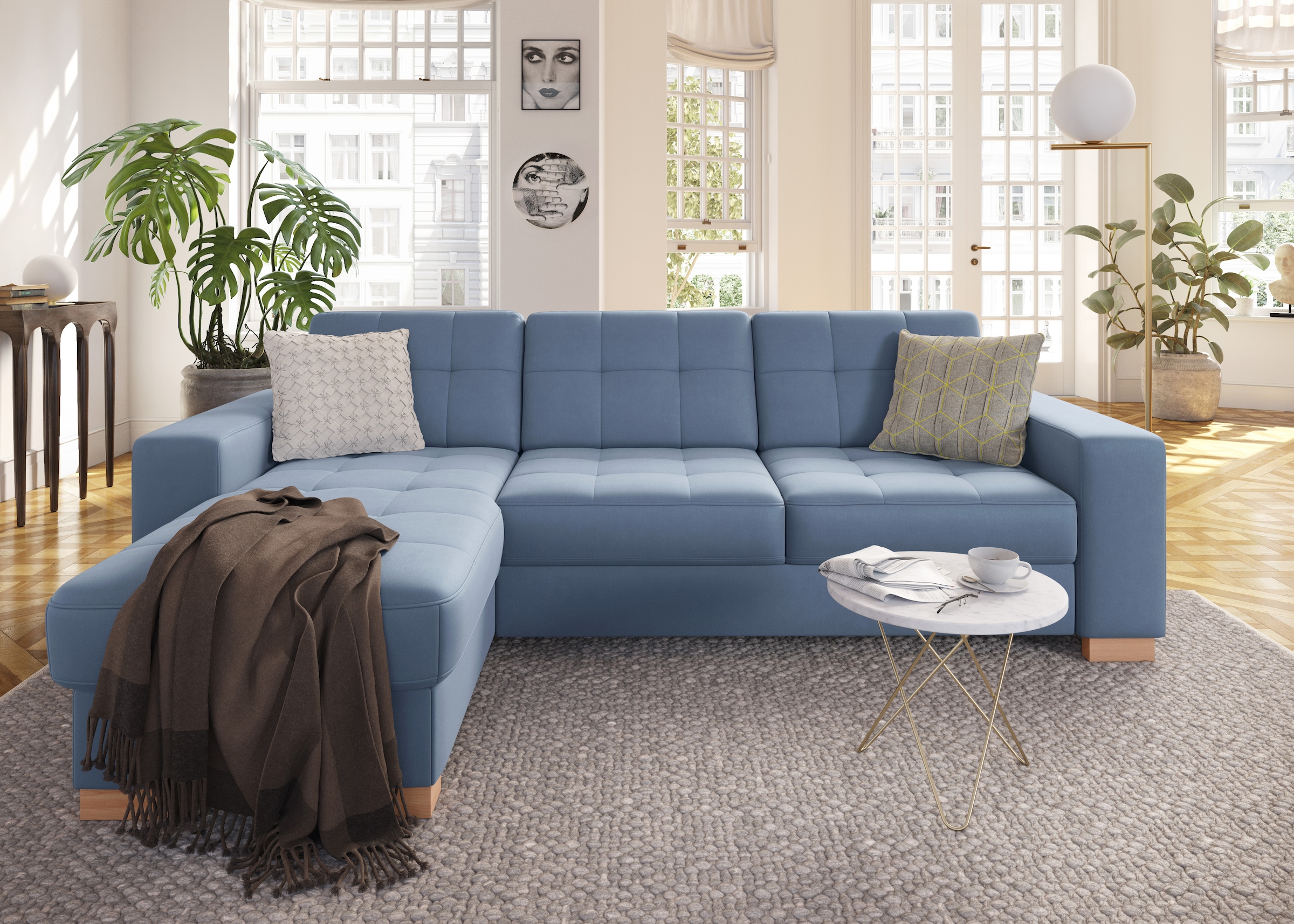 sit&more Ecksofa »Quincy L-Form«, wahlweise mit Bettfunktion und Bettkasten
