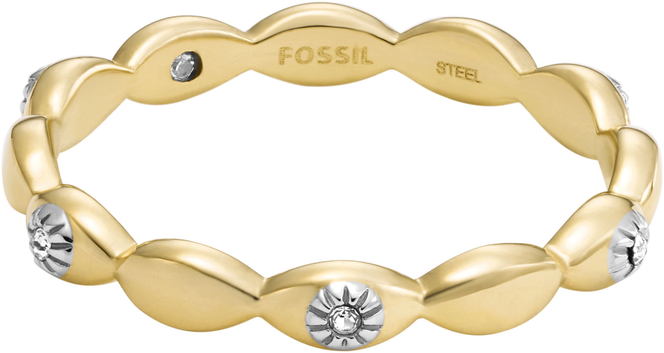 Fossil Fingerring »Schmuck Edelstahl Ring Sutton Magisches Auge Evil Eye, JF04796710«, mit Glasstein
