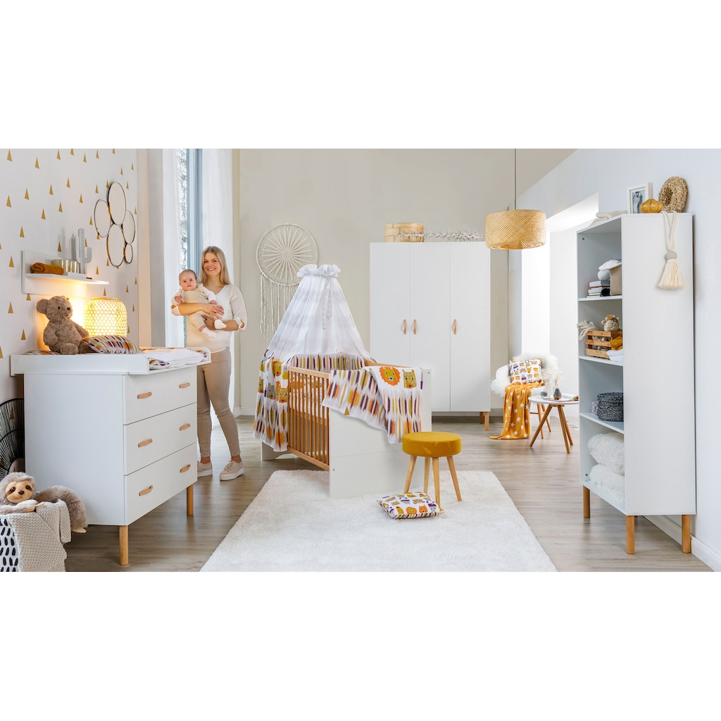 Schardt Babyzimmer-Komplettset »Camiel White«, (Set, 3 St., Kinderbett, Schrank, Wickelkommode)