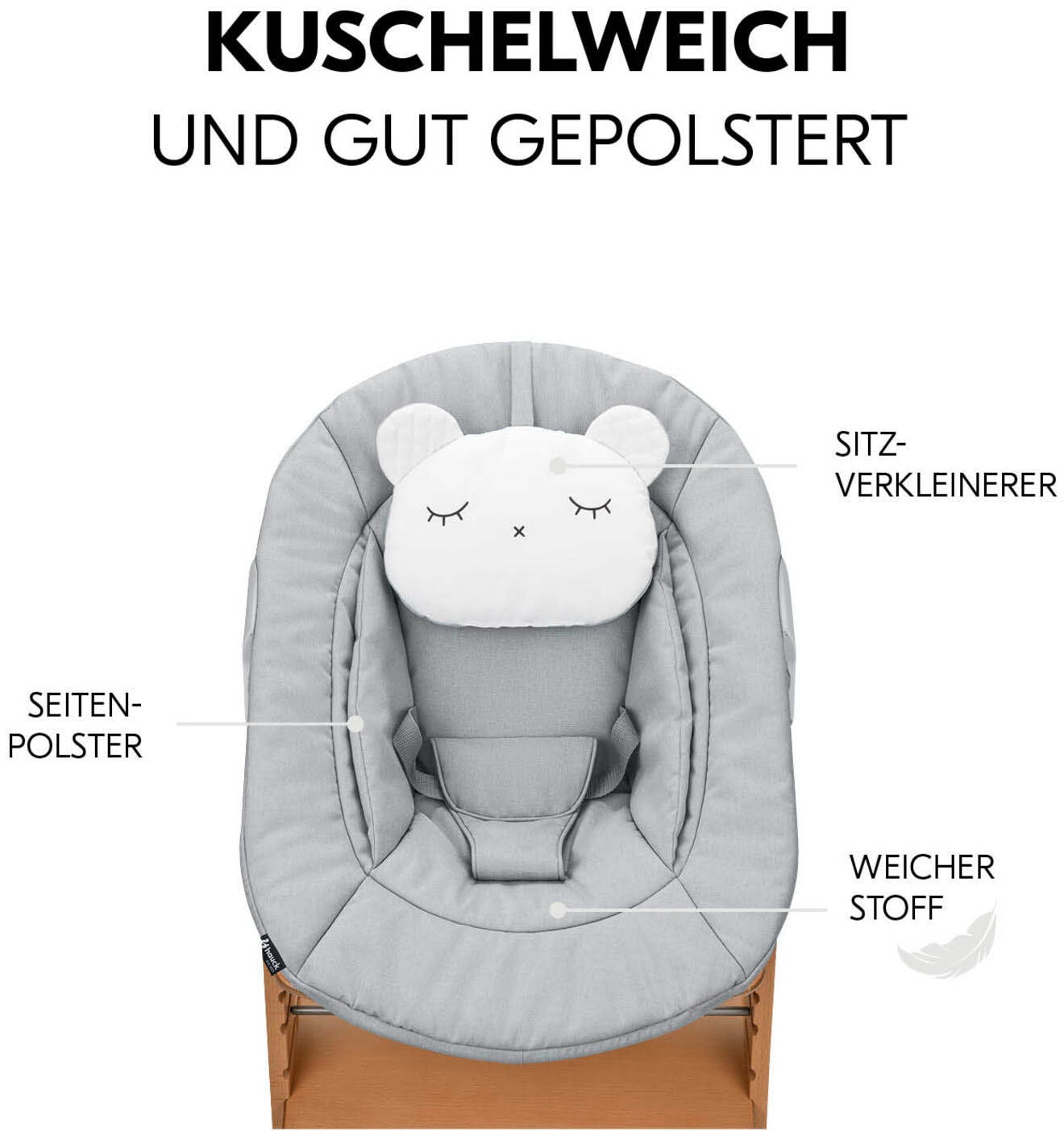 Hauck Hochstuhl »Alpha Newborn Set, Nature Grey«, mit Newborn Aufsatz; FSC® - schützt Wald - weltweit