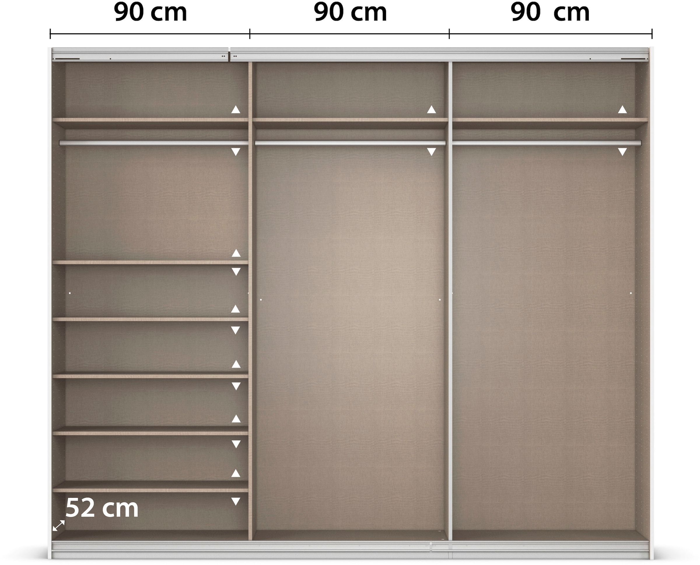 INOSIGN BY RAUCH Schwebetürenschrank »Kleiderschrank Schrank Garderobe Schlafzimmerschrank THANOS«, (in 3 verschiedenen Ausstattungen BASIC/CLASSIC/PREMIUM), Optional mit Spiegel, Metall-Griffleisten alufarben MADE IN GERMANY
