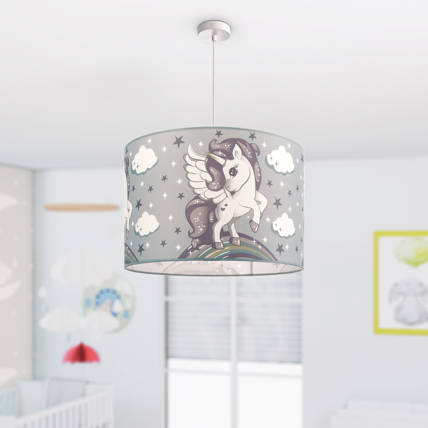 Paco Home Garantie 3 Mit Lampe mit E27 »Cosmo online Jahren kaufen Kinderlampe flammig-flammig, Einhorn, 1 213«, Deckenlampe Kinderzimmer XXL Pendelleuchte LED 