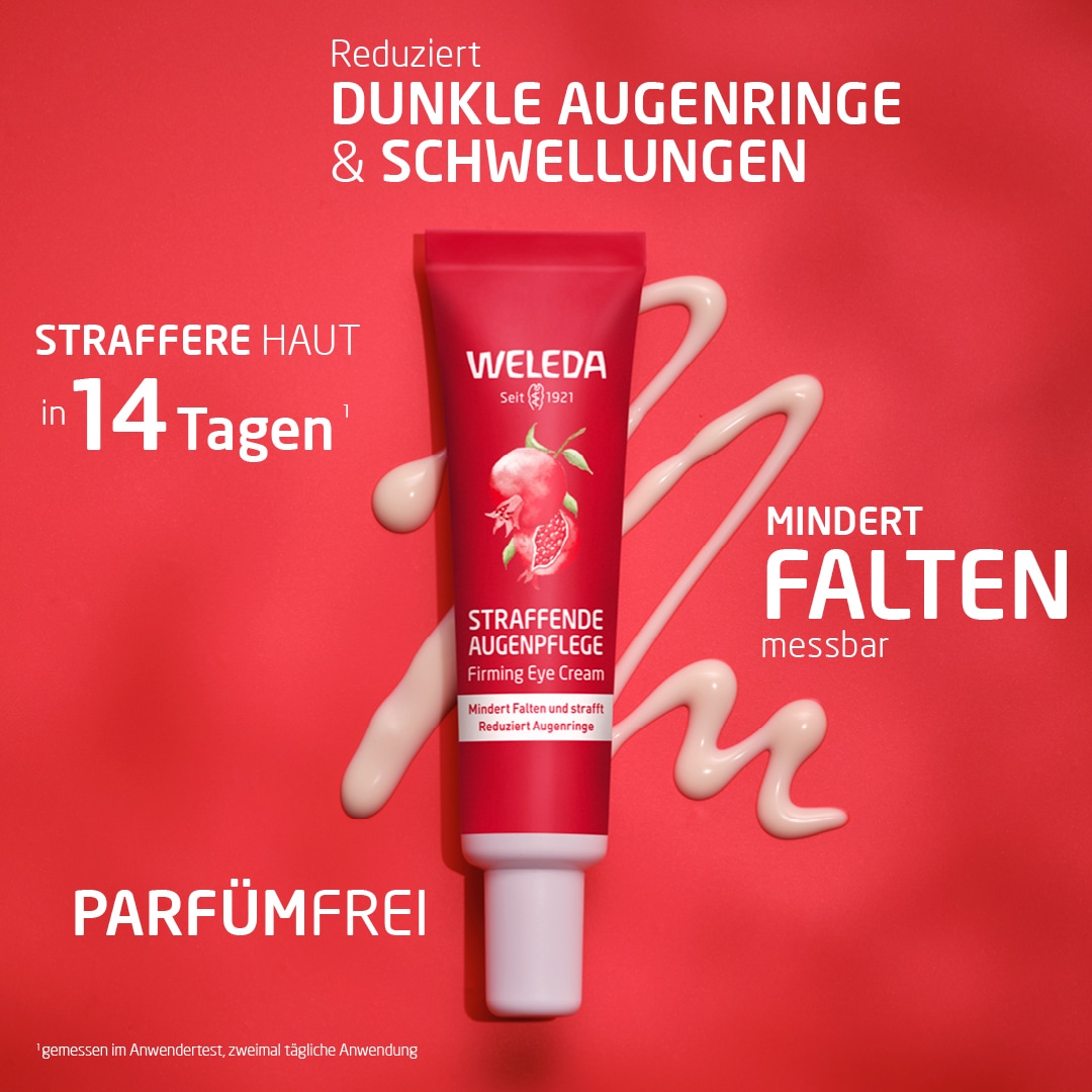 WELEDA Augencreme »STRAFFENDE AUGENPFLEGE GRANATAPFEL & MACA-PEPTIDE« mindert Falten, Augenringe & Schwellungen, strafft die Haut
