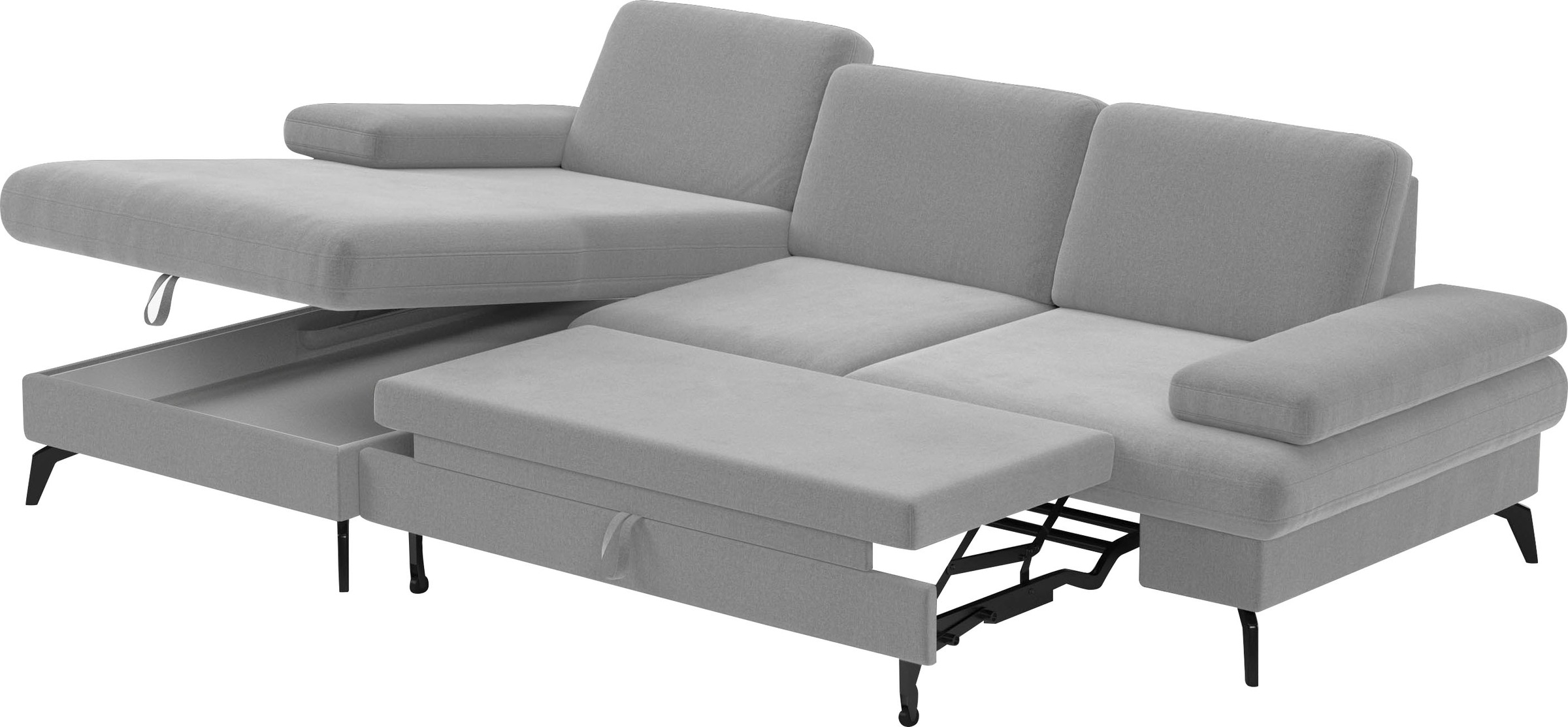sit&more Ecksofa »Morris L-Form, inkl. Sitztiefenverstellung«, wahlweise mit Armteilverstellung, Bettfunktion & Bettkasten